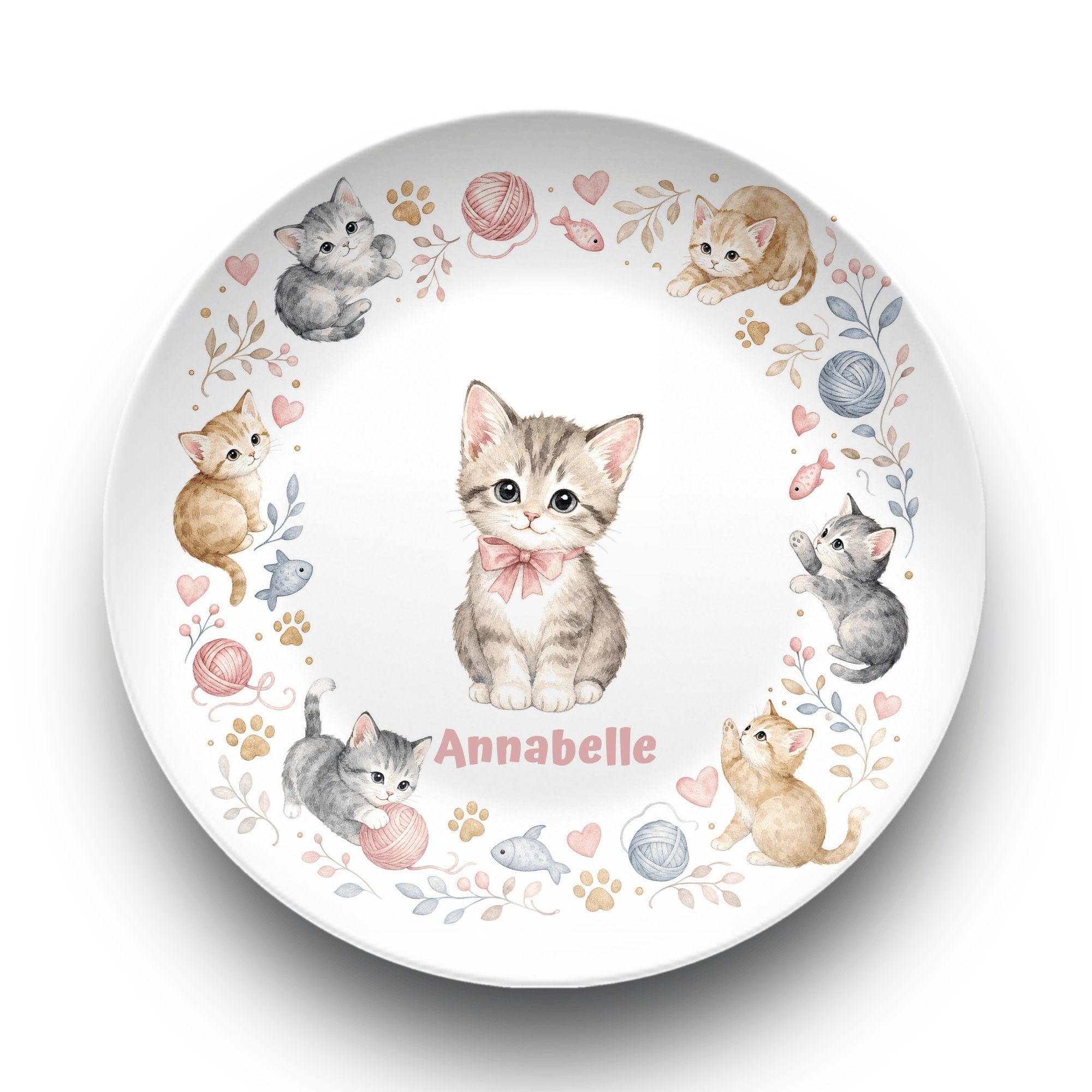 Personalized Playful Kitten Plate by Lil Plate Shop