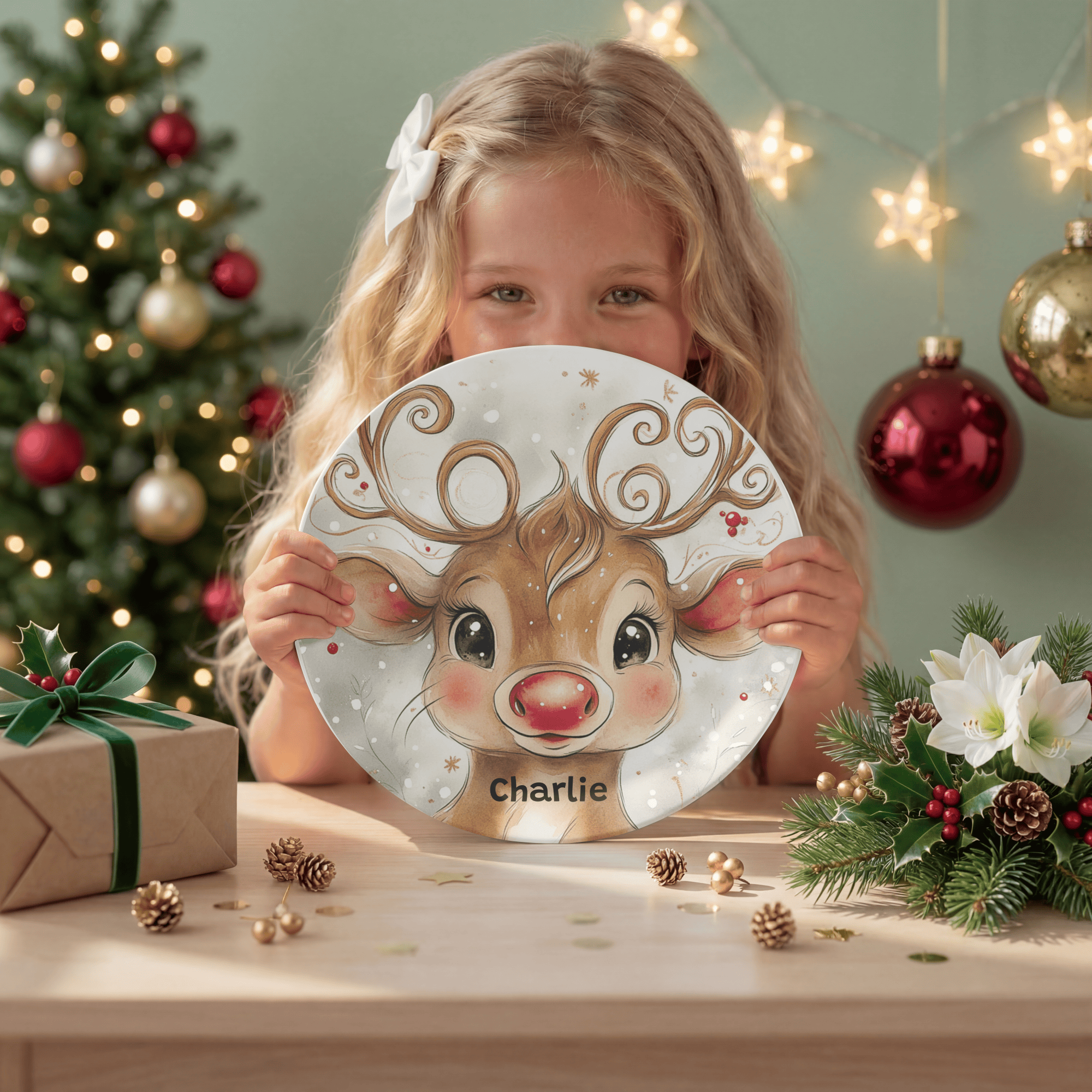 Personalized Reindeer Magic Plate by Lil Plate Shop