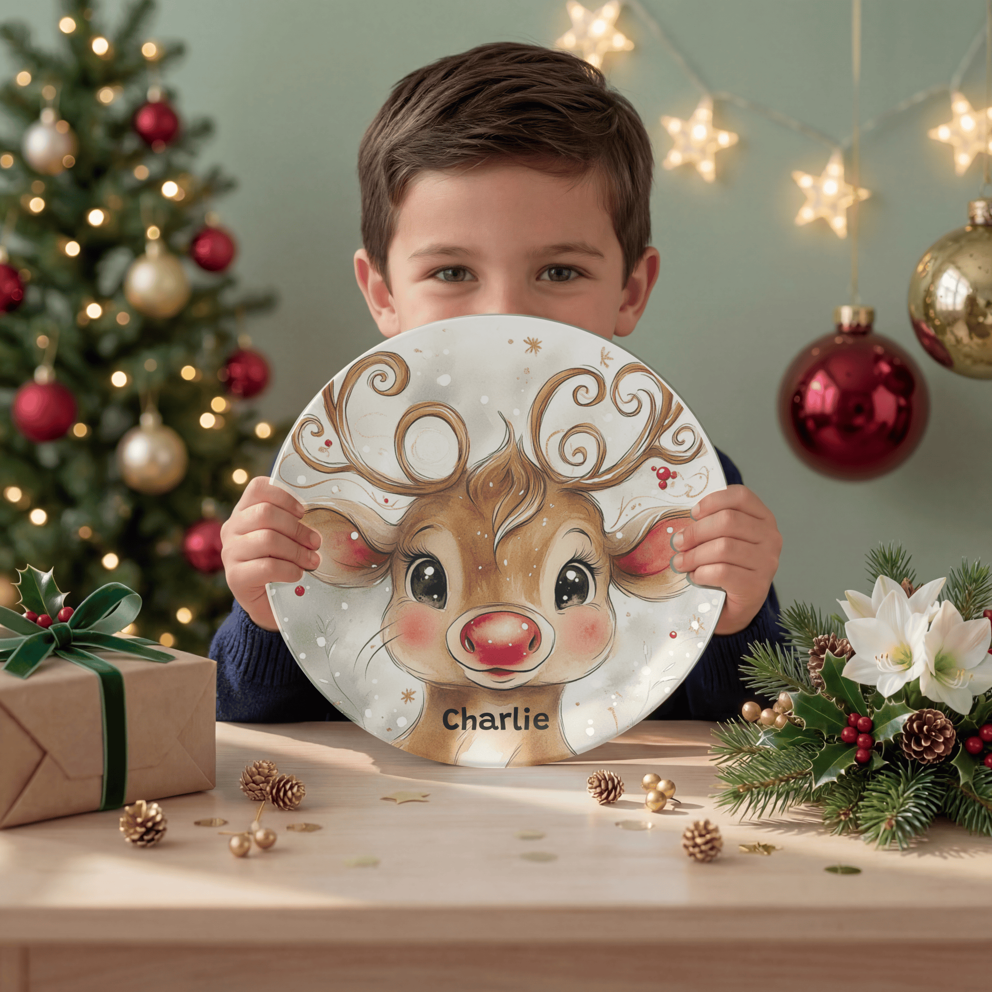 Personalized Reindeer Magic Plate by Lil Plate Shop