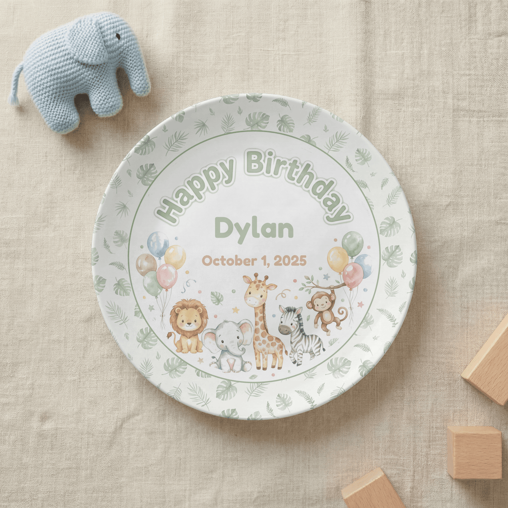 Personalized Safari Animal Birthday Plate by Lil Plate Shop
