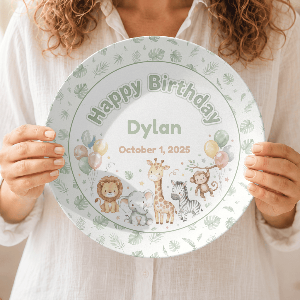 Personalized Safari Animal Birthday Plate by Lil Plate Shop