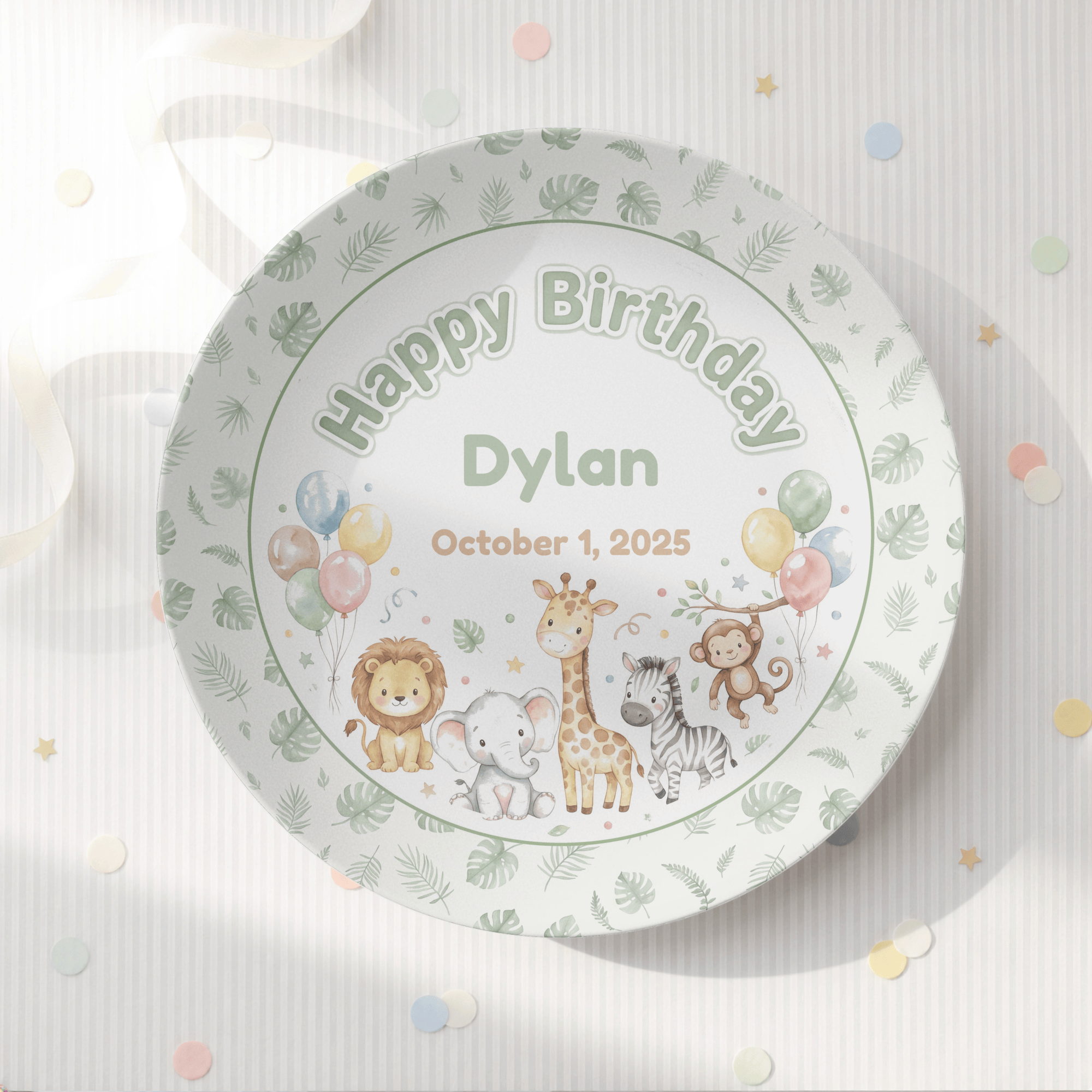 Personalized Safari Animal Birthday Plate by Lil Plate Shop