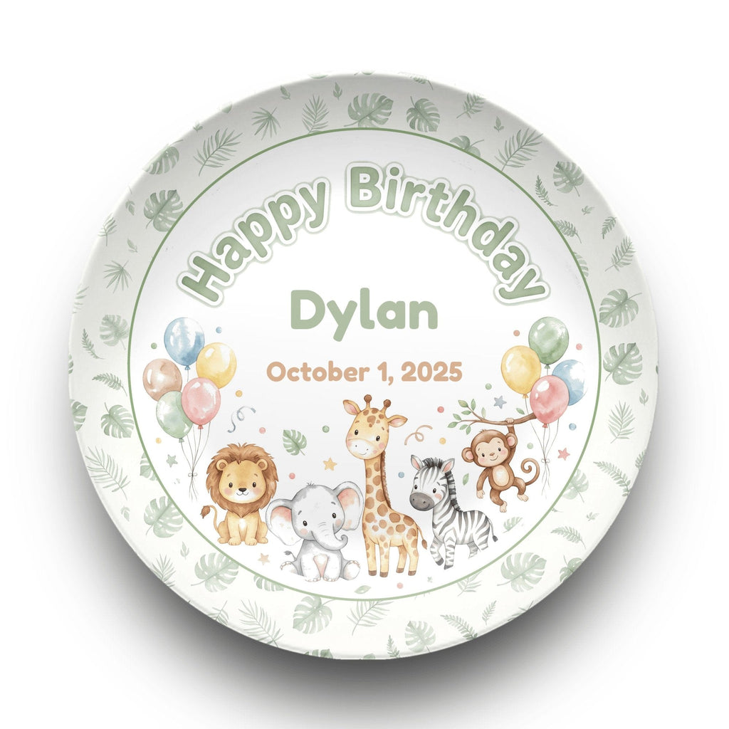 Personalized Safari Animal Birthday Plate Plate by Lil Plate Shop