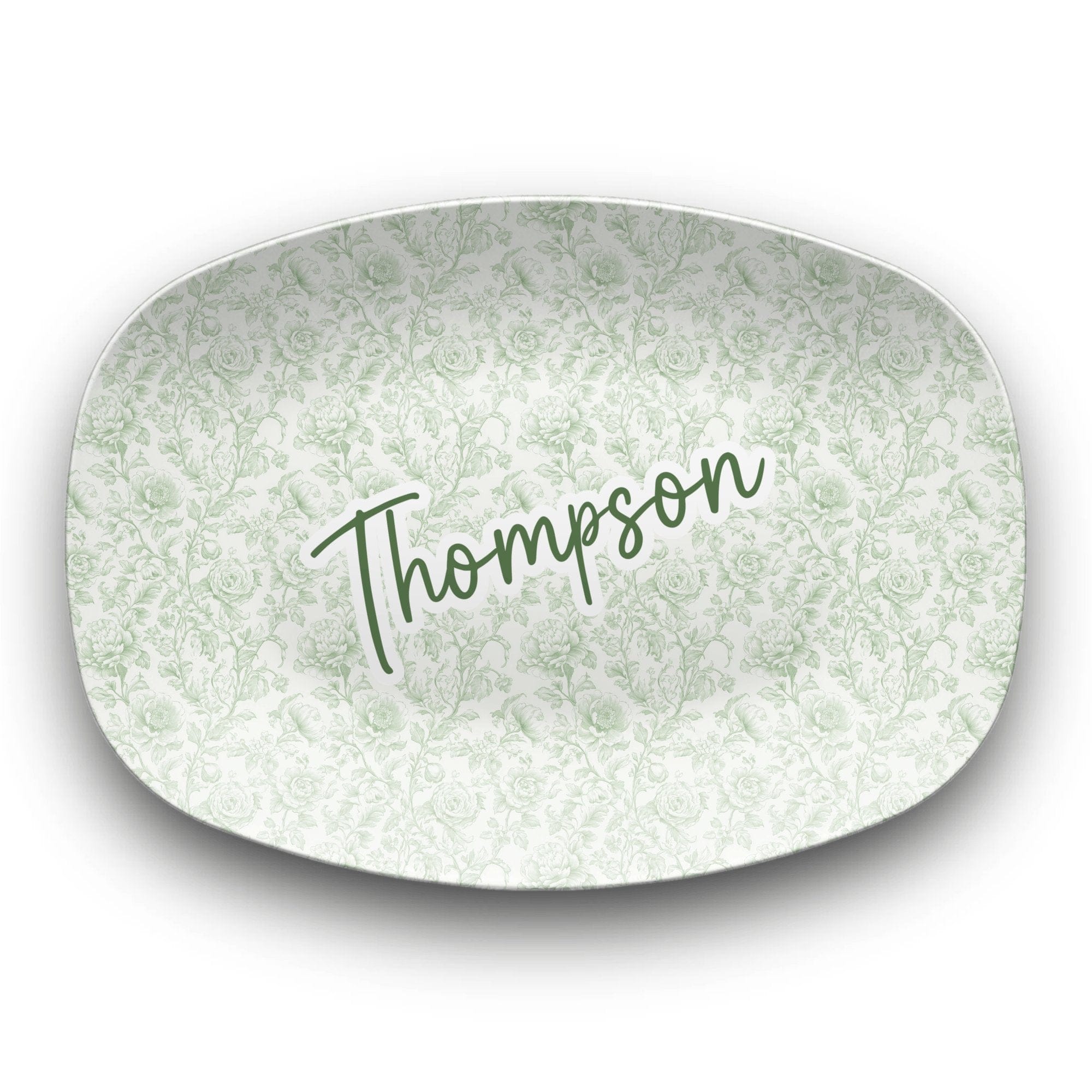 Personalized Sage Green Chinoiserie Platter by Lil Plate Shop