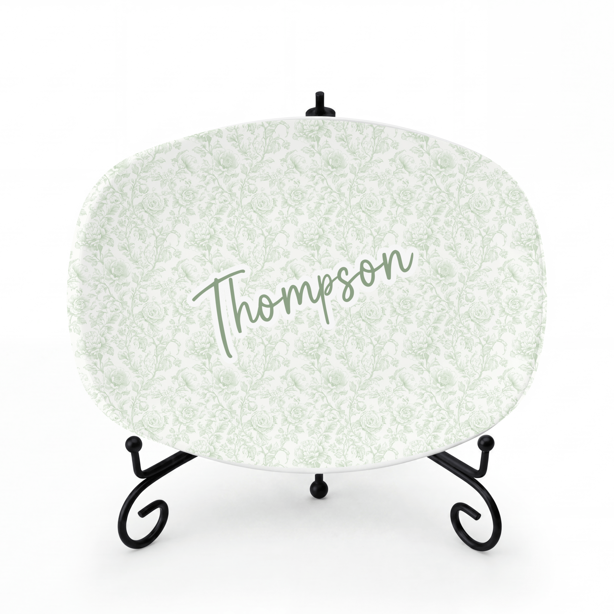 Personalized Sage Green Chinoiserie Platter Platter + Gift Box by Lil Plate Shop