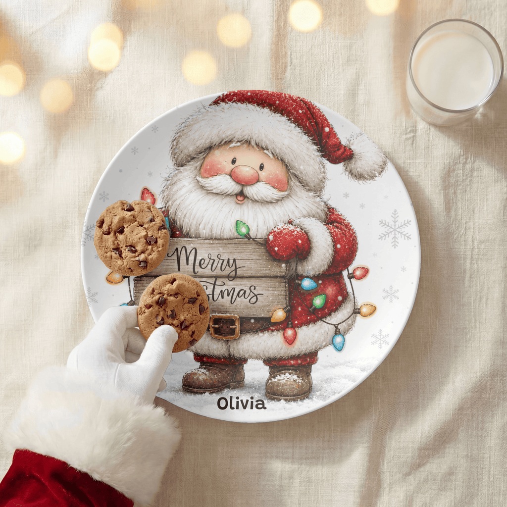 Personalized Santa Merry Christmas Plate by Lil Plate Shop