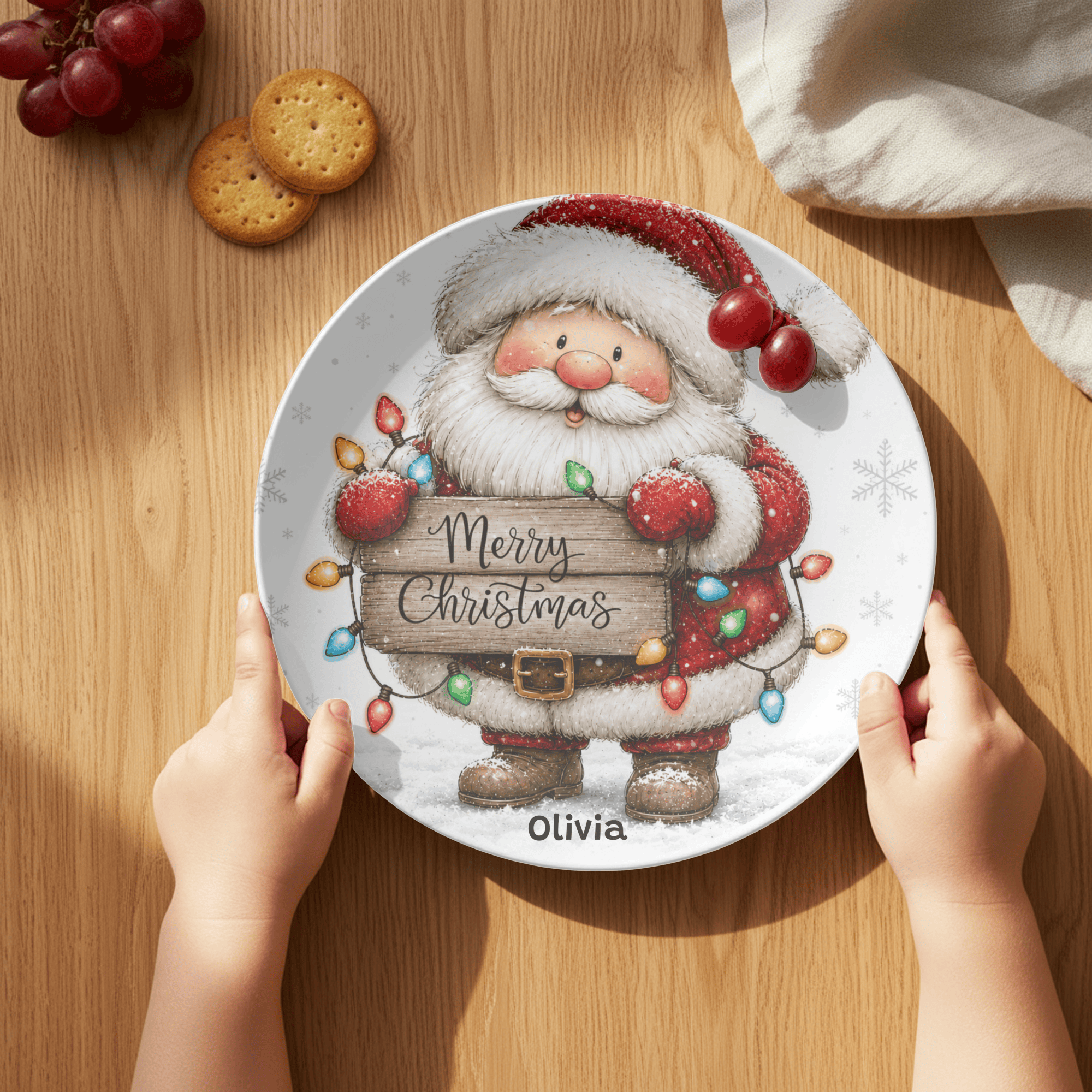 Personalized Santa Merry Christmas Plate by Lil Plate Shop