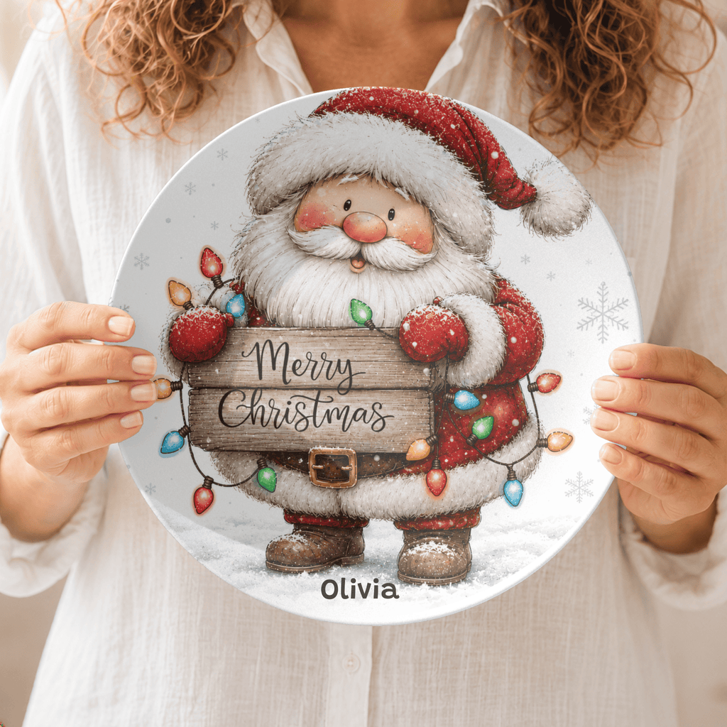 Personalized Santa Merry Christmas Plate by Lil Plate Shop