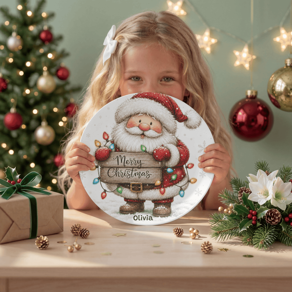 Personalized Santa Merry Christmas Plate by Lil Plate Shop