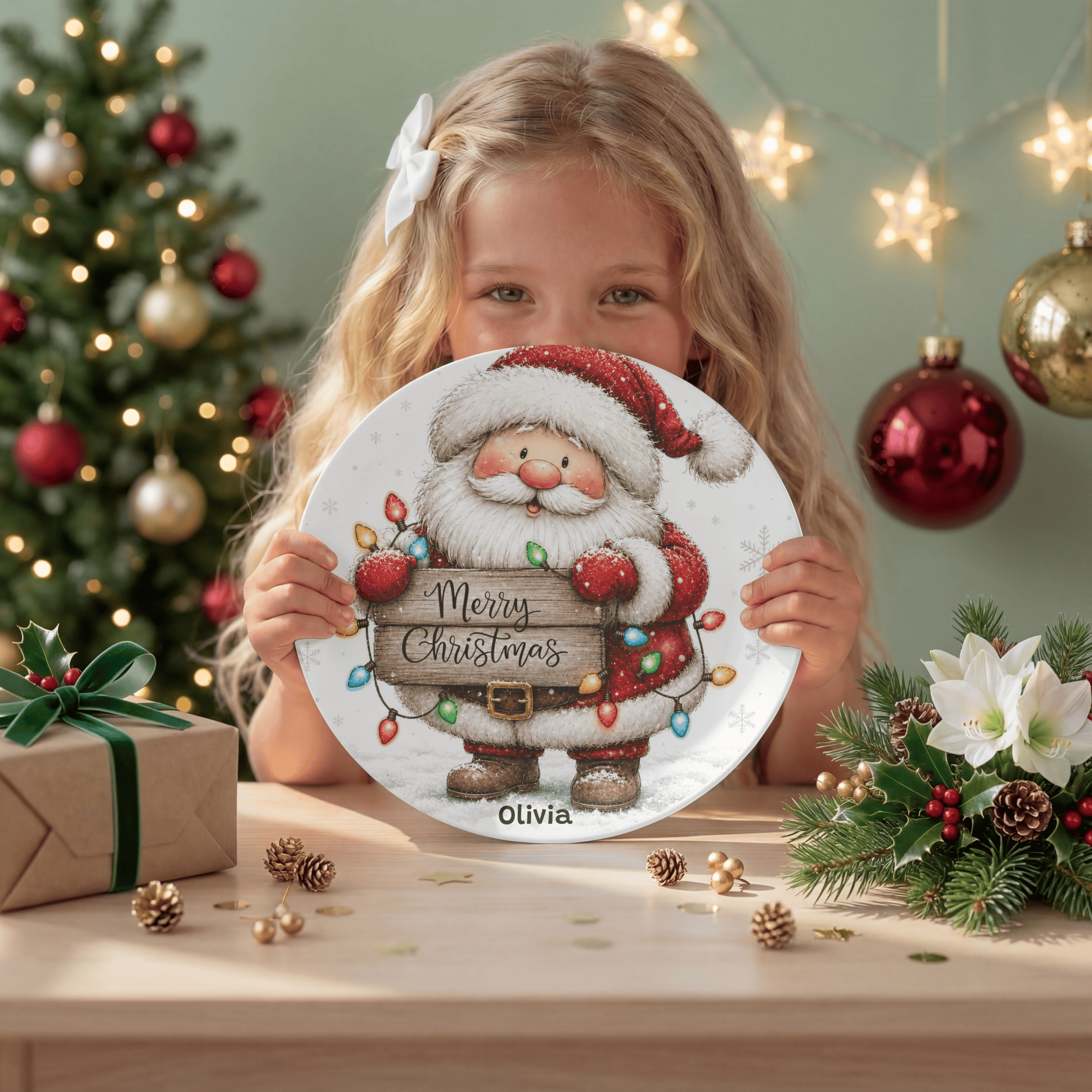 Personalized Santa Merry Christmas Plate by Lil Plate Shop