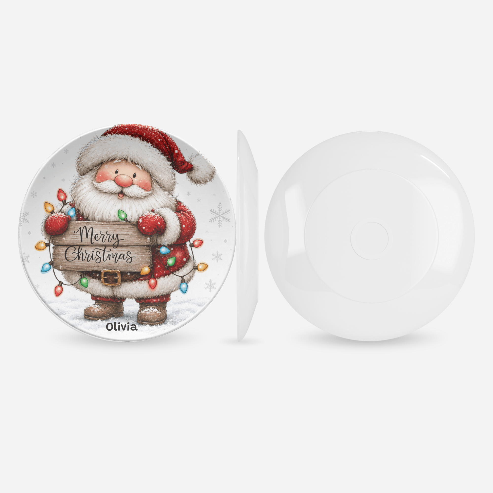 Personalized Santa Merry Christmas Plate by Lil Plate Shop