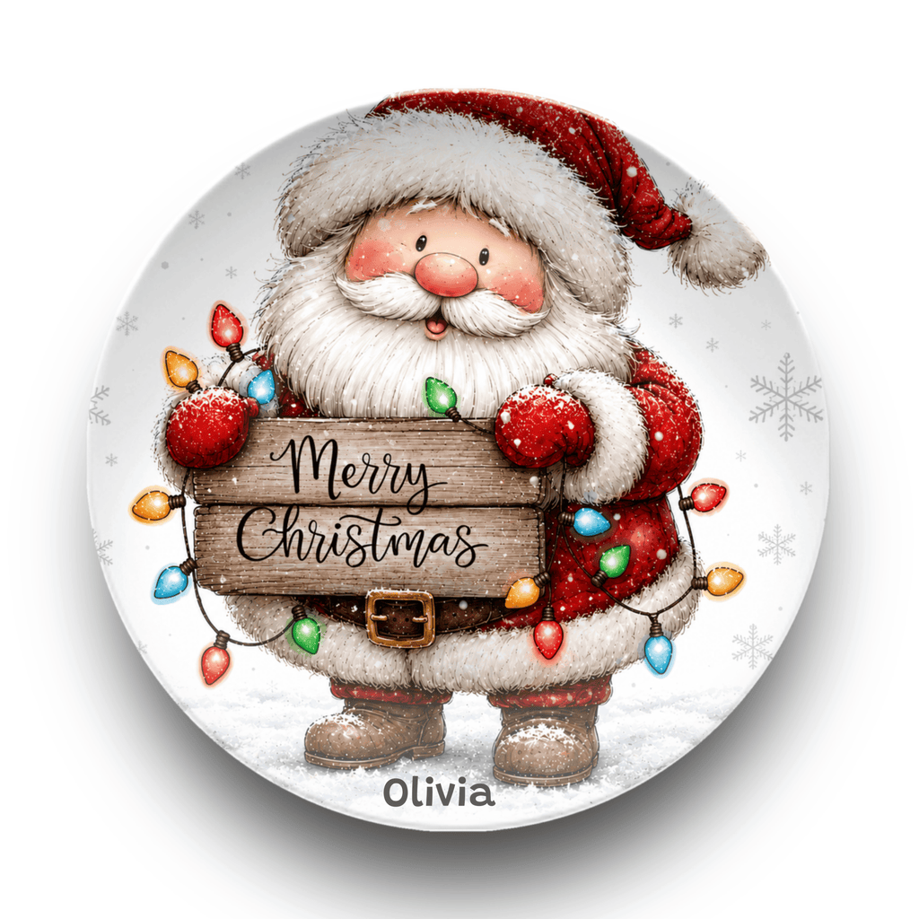 Personalized Santa Merry Christmas Plate Plate by Lil Plate Shop