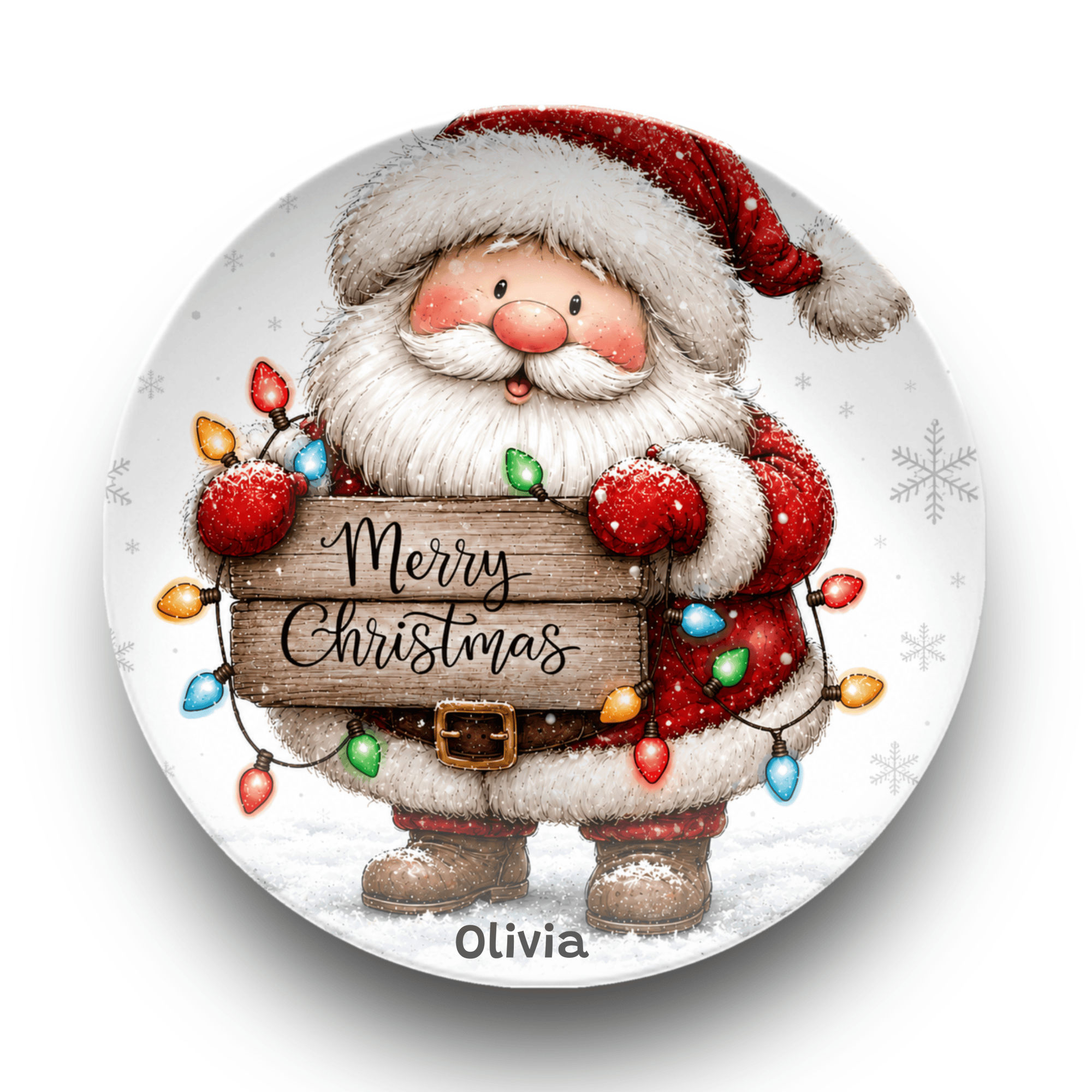 Personalized Santa Merry Christmas Plate Plate by Lil Plate Shop
