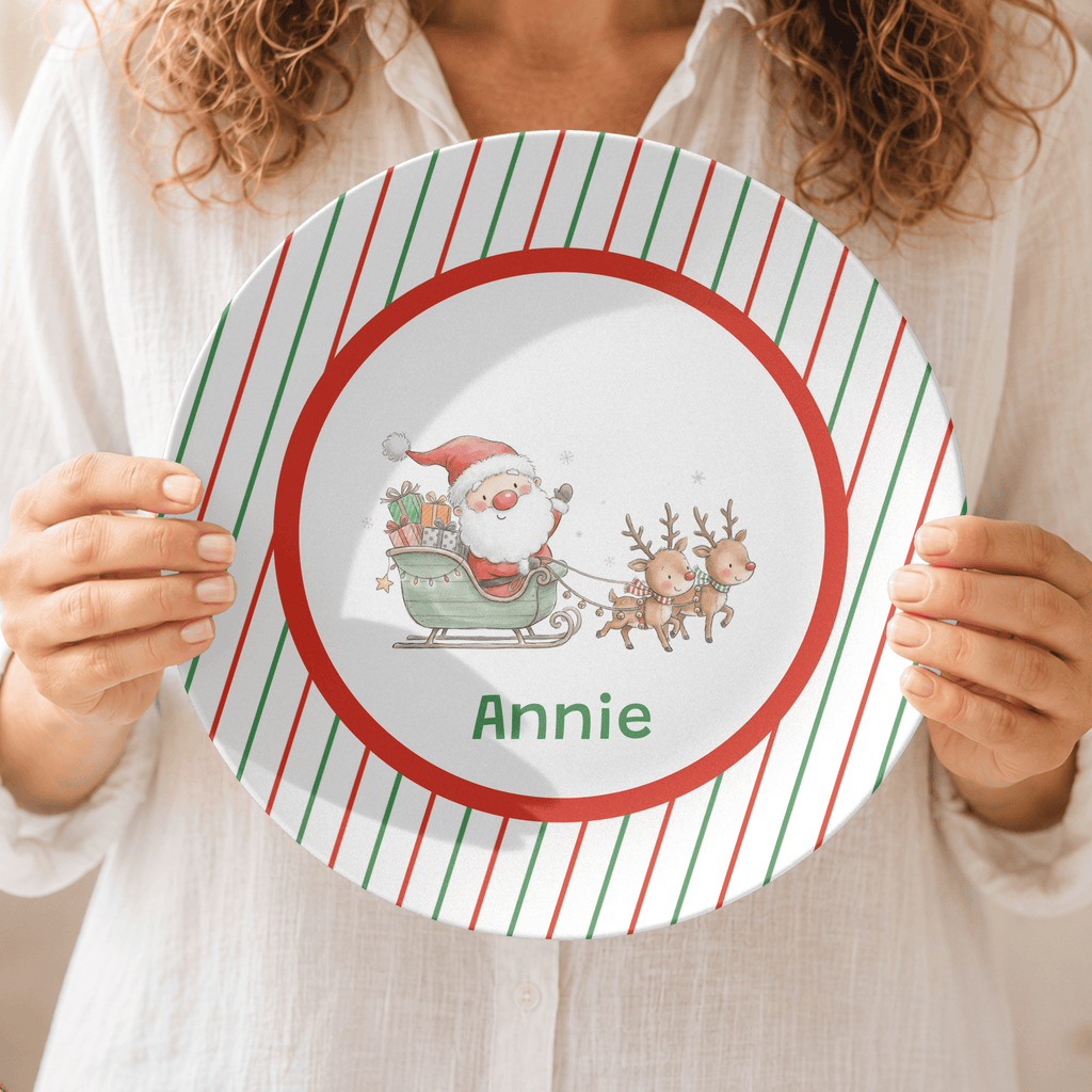 Personalized Santa Reindeer Plate by Lil Plate Shop