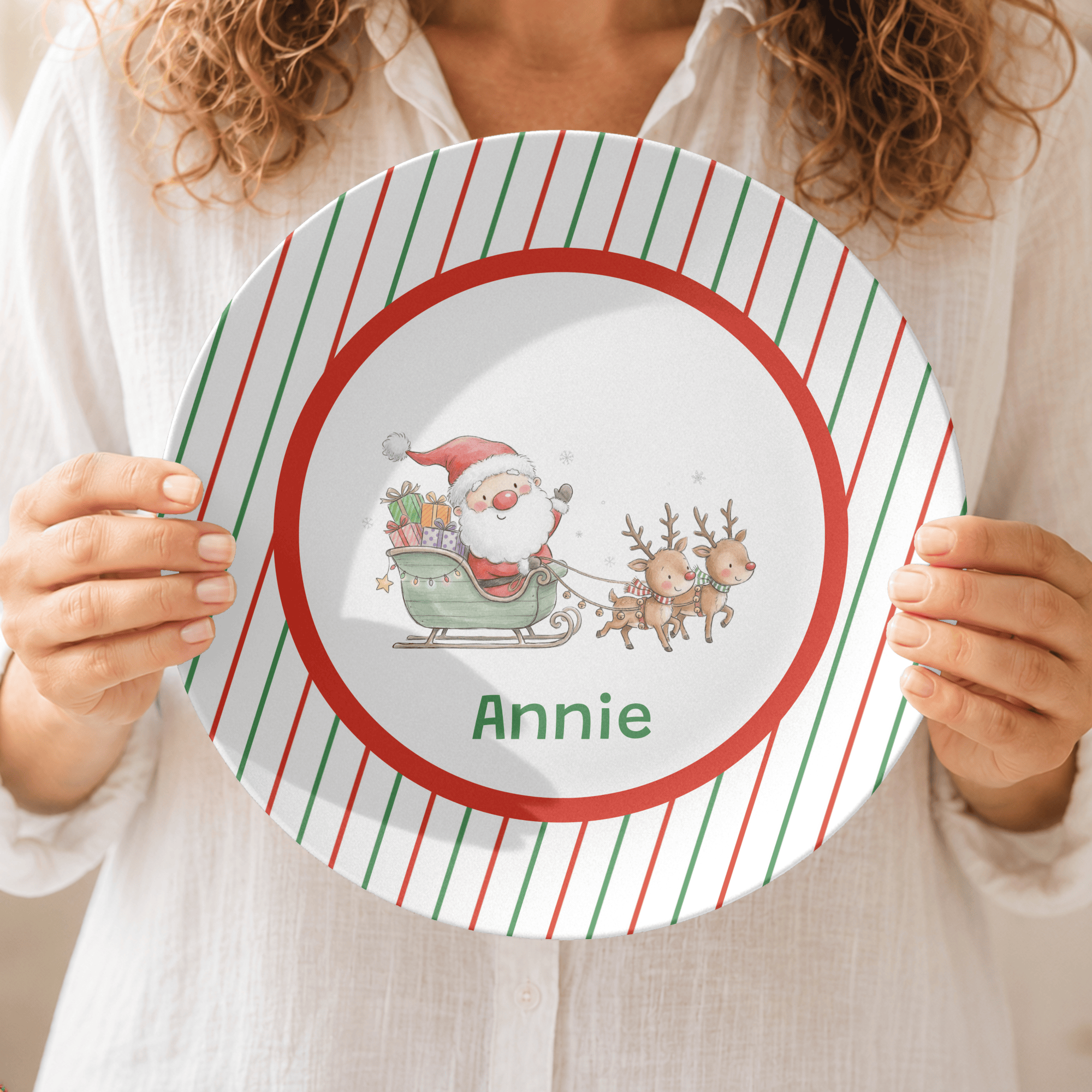 Personalized Santa Reindeer Plate by Lil Plate Shop