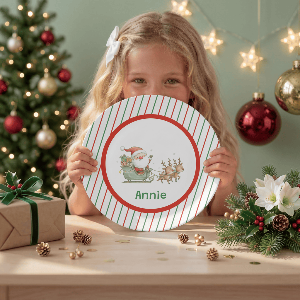 Personalized Santa Reindeer Plate by Lil Plate Shop