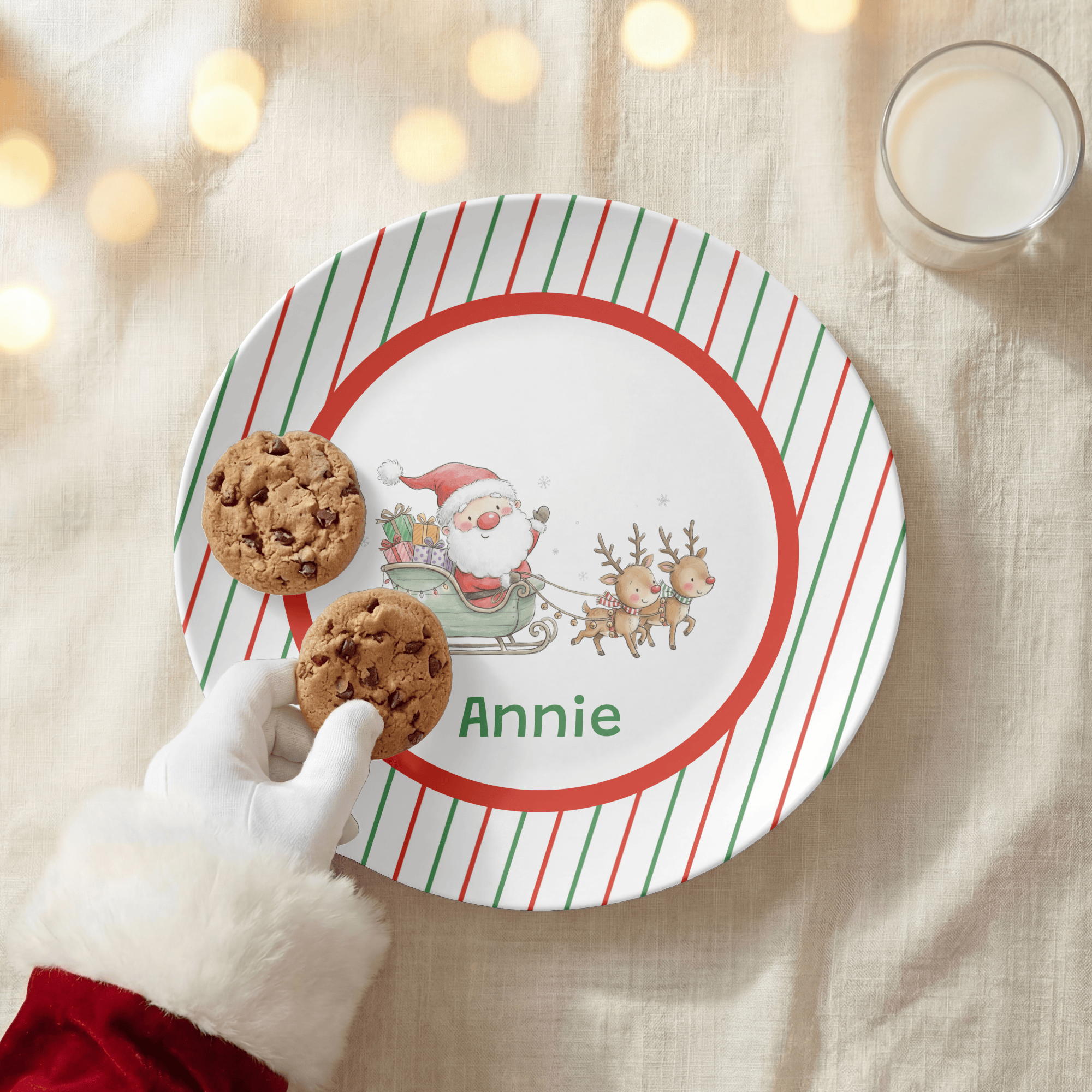 Personalized Santa Reindeer Plate by Lil Plate Shop