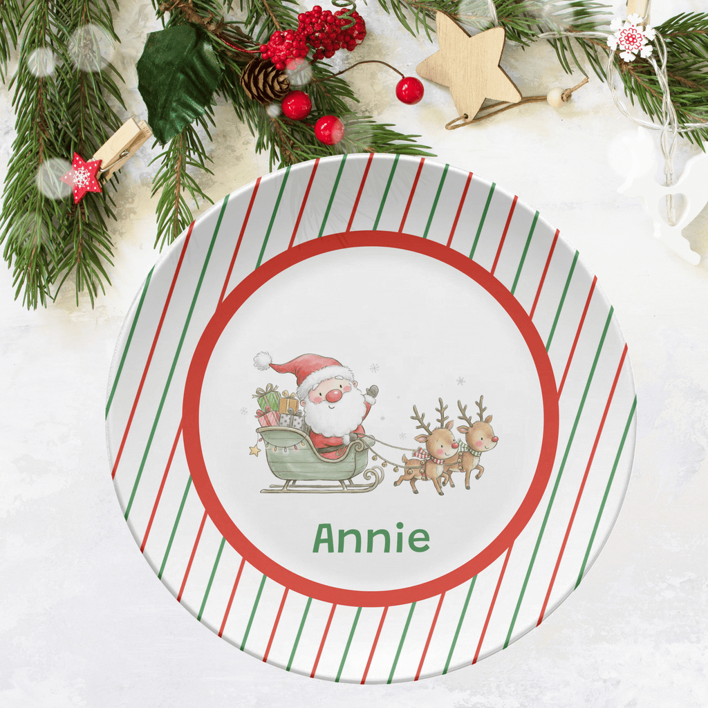 Personalized Santa Reindeer Plate by Lil Plate Shop