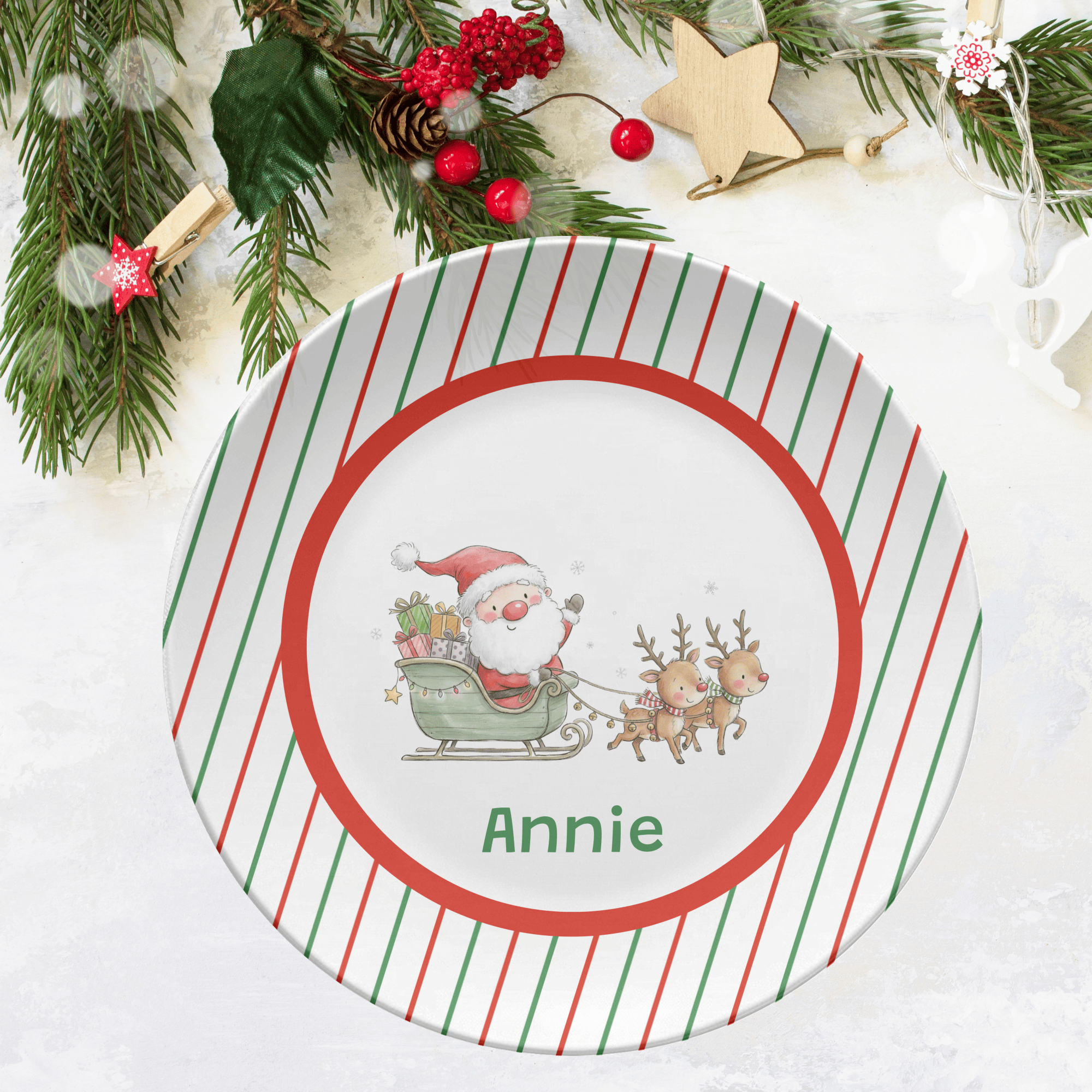 Personalized Santa Reindeer Plate by Lil Plate Shop