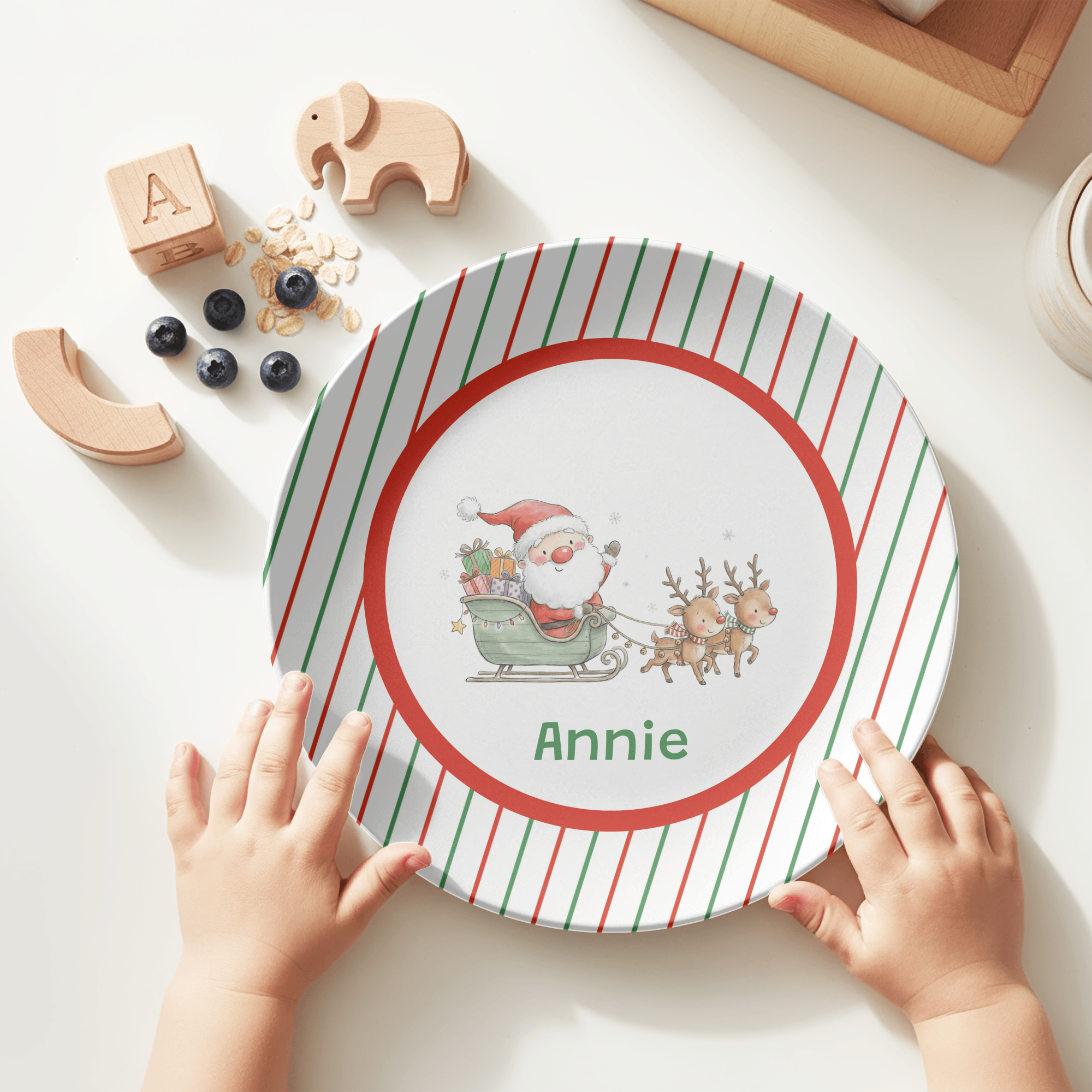 Personalized Santa Reindeer Plate by Lil Plate Shop