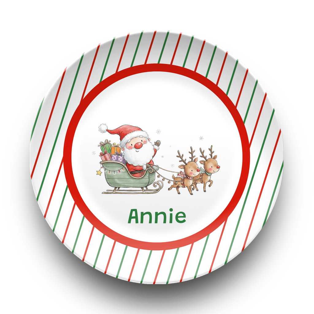 Personalized Santa Reindeer Plate Plate by Lil Plate Shop