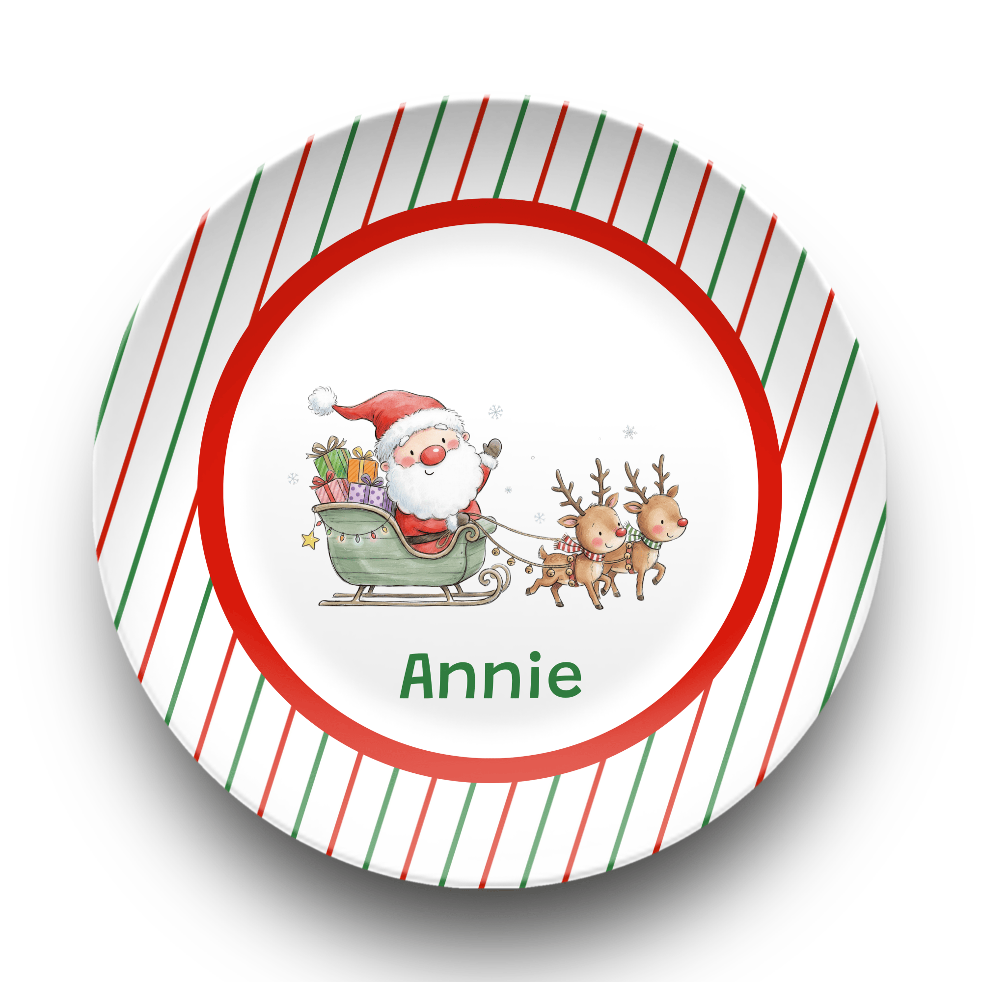 Personalized Santa Reindeer Plate Plate by Lil Plate Shop