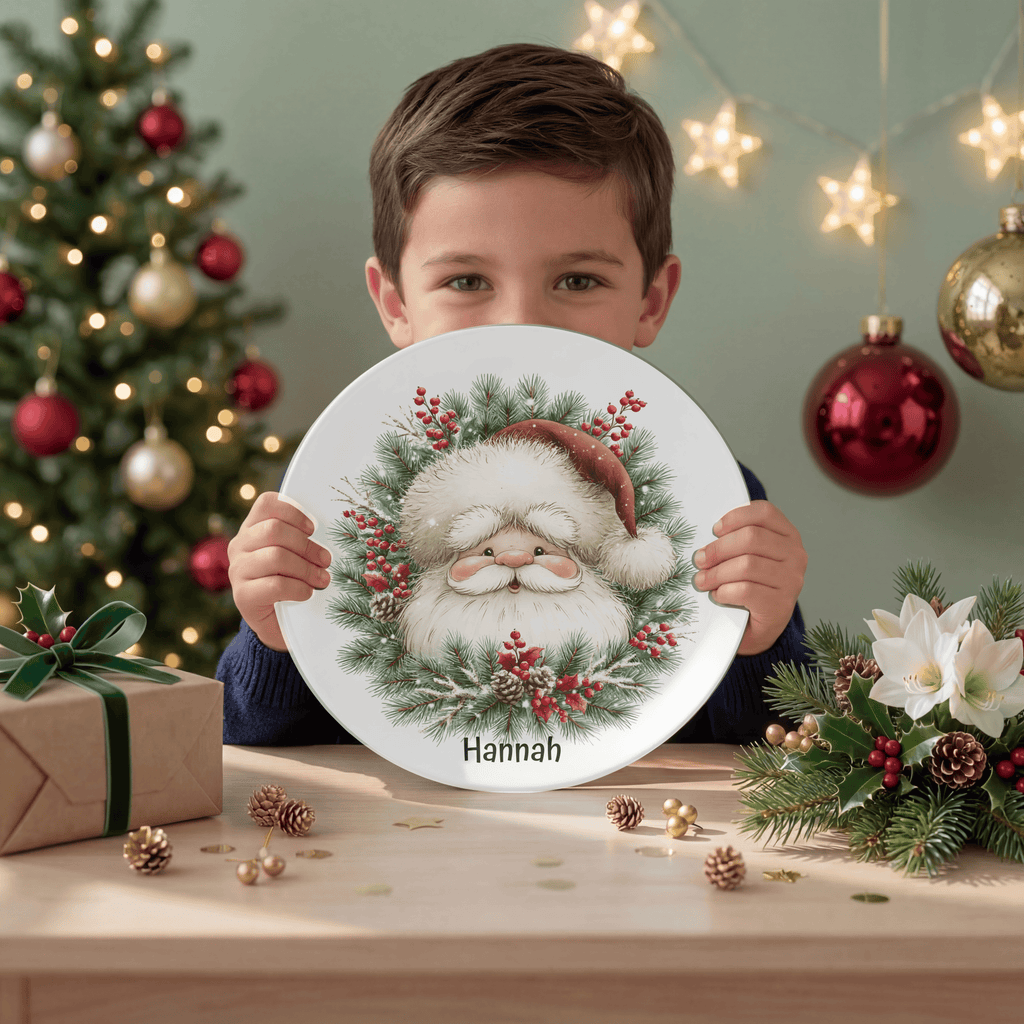 Personalized Santa Wreath Plate by Lil Plate Shop