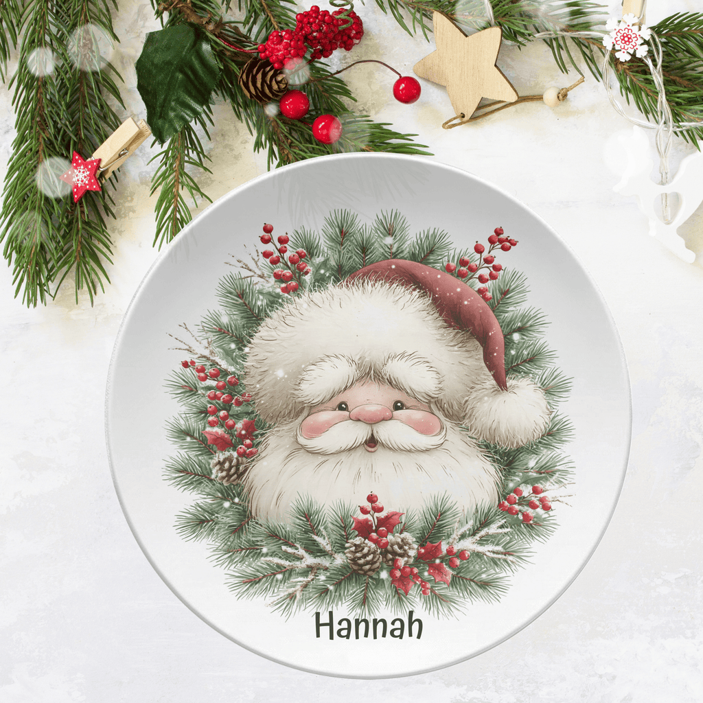Personalized Santa Wreath Plate by Lil Plate Shop