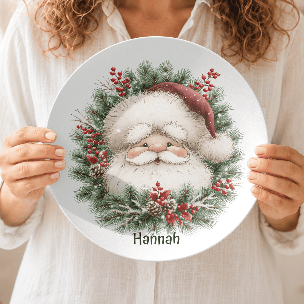 Personalized Santa Wreath Plate by Lil Plate Shop