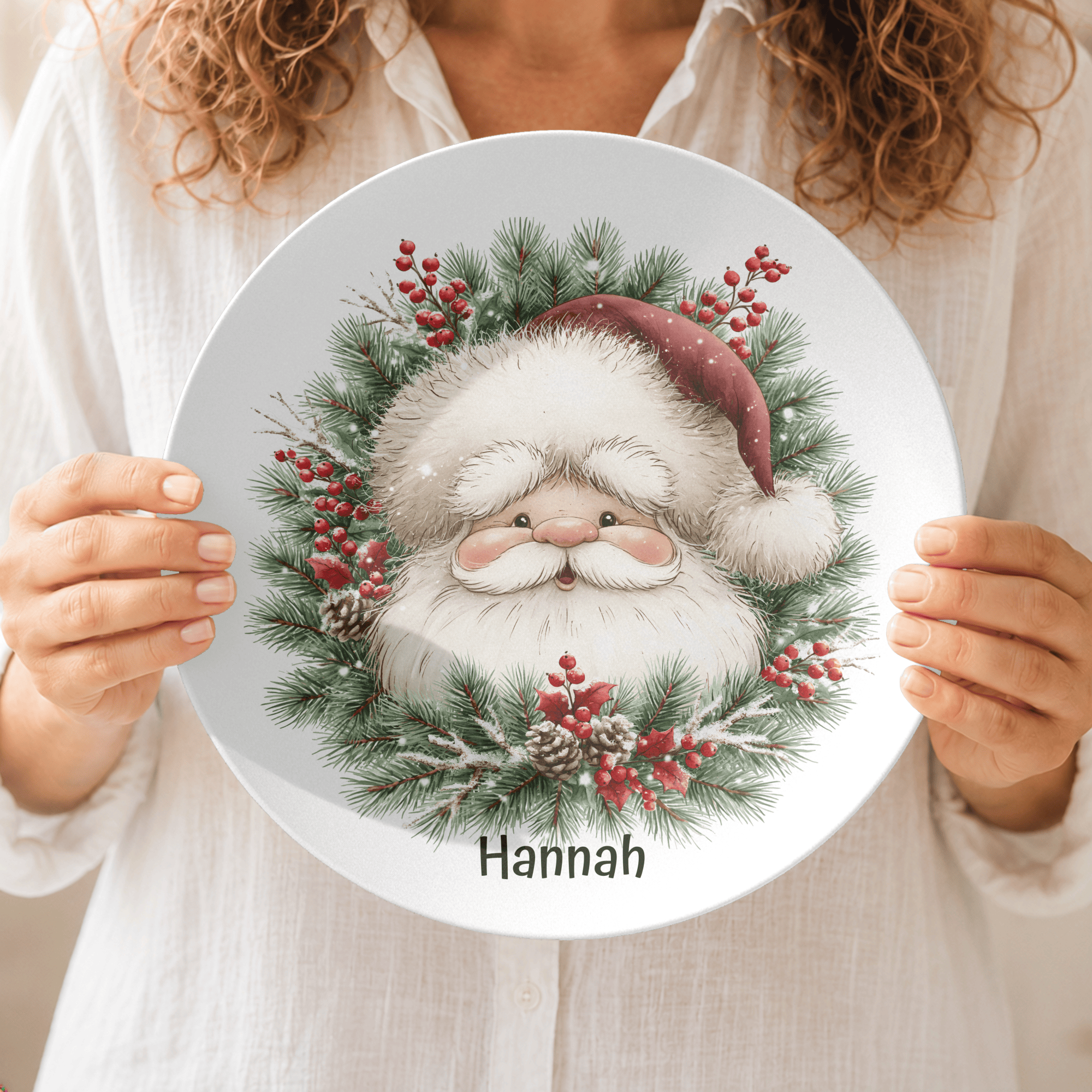 Personalized Santa Wreath Plate by Lil Plate Shop