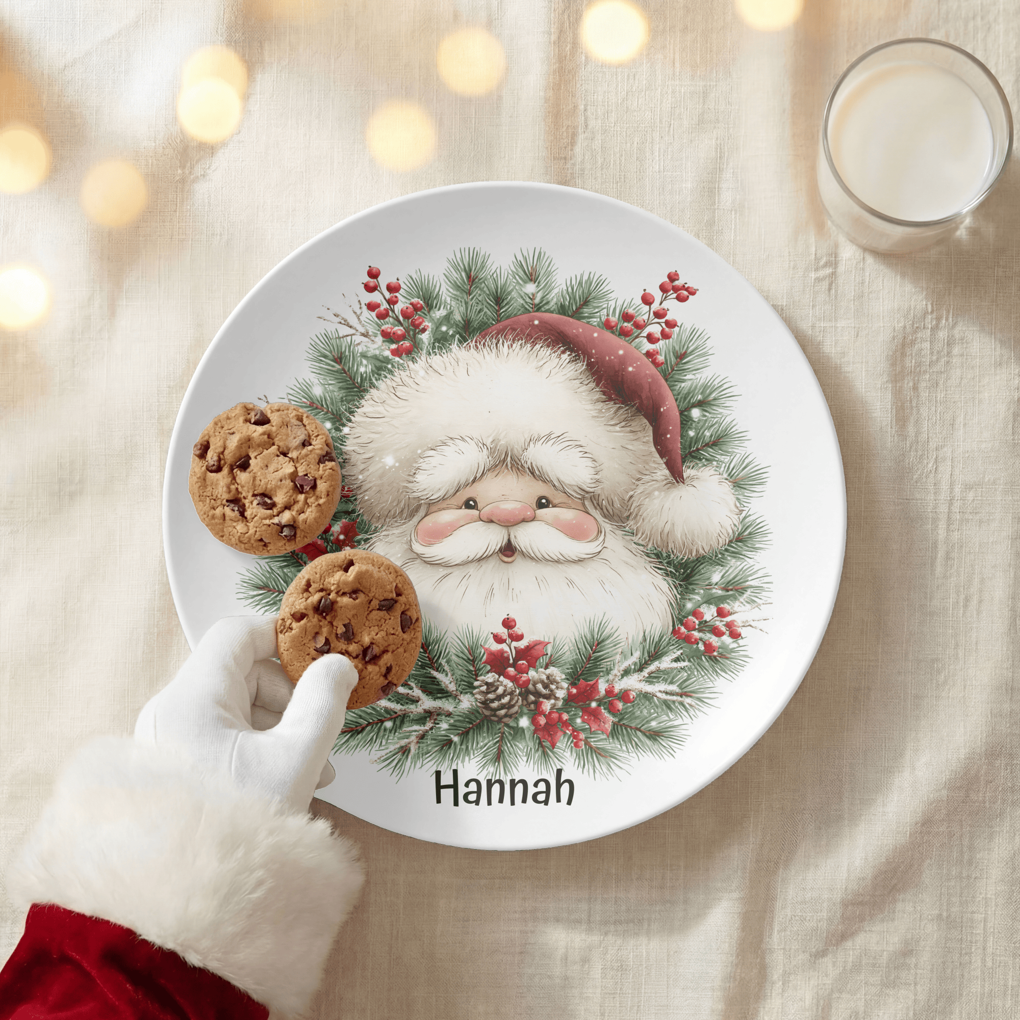 Personalized Santa Wreath Plate by Lil Plate Shop
