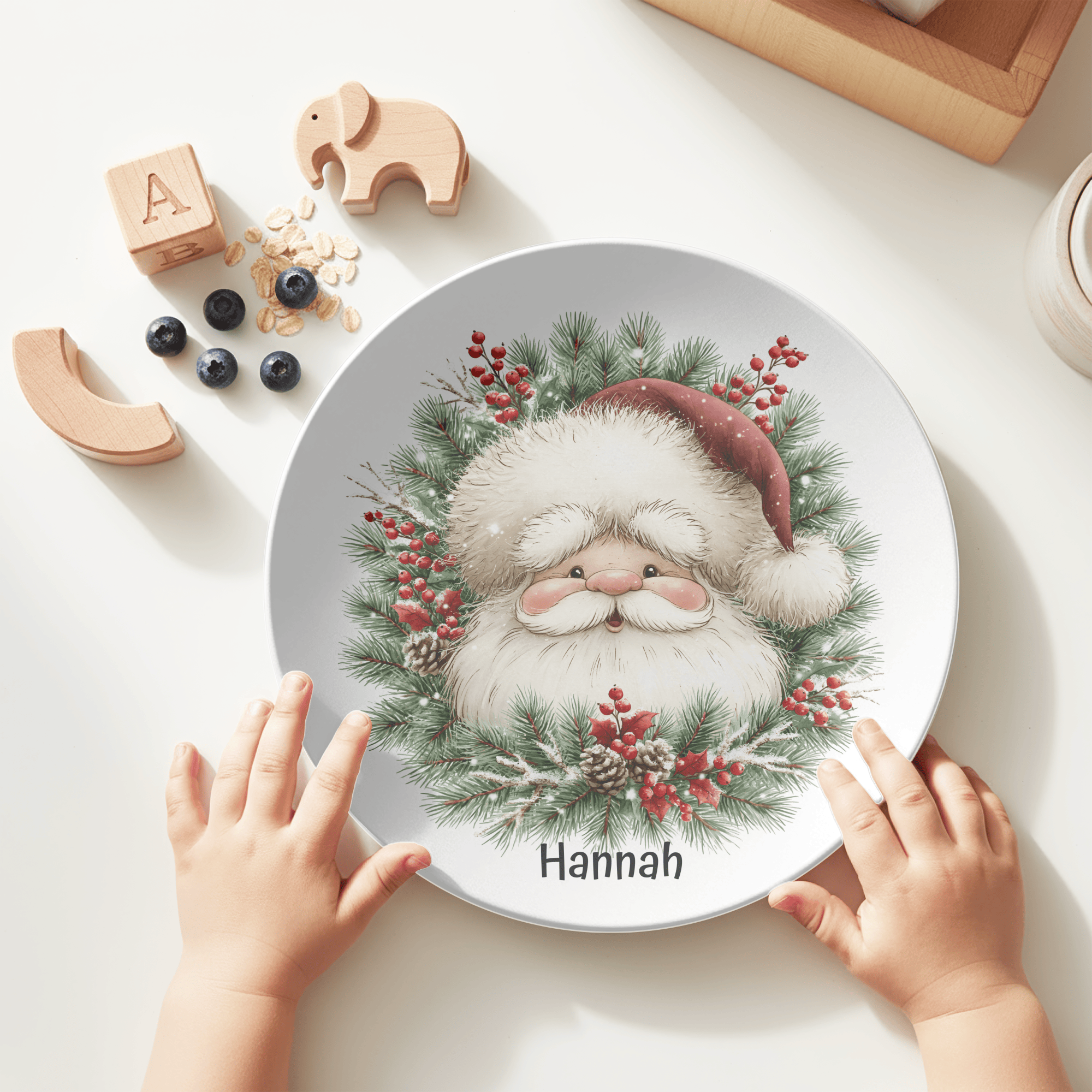 Personalized Santa Wreath Plate by Lil Plate Shop