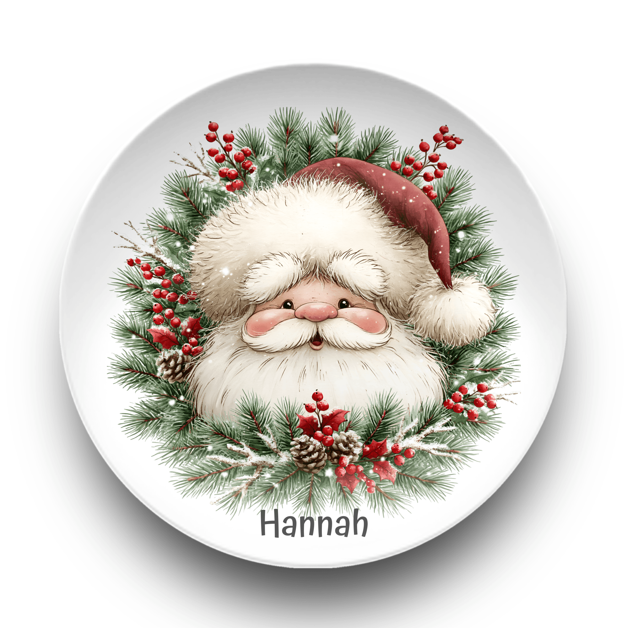 Personalized Santa Wreath Plate Plate by Lil Plate Shop