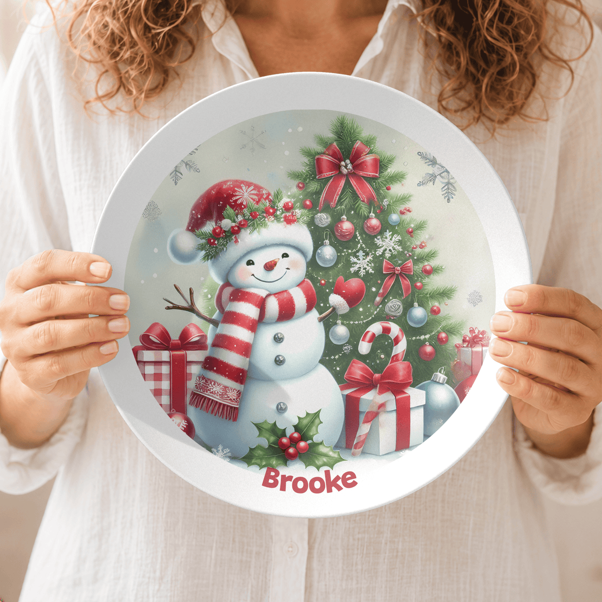 Personalized Snowman Christmas Plate by Lil Plate Shop