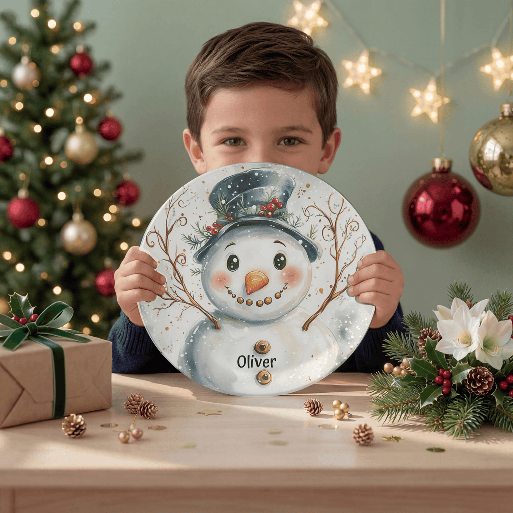 Personalized Snowman Holiday Plate by Lil Plate Shop