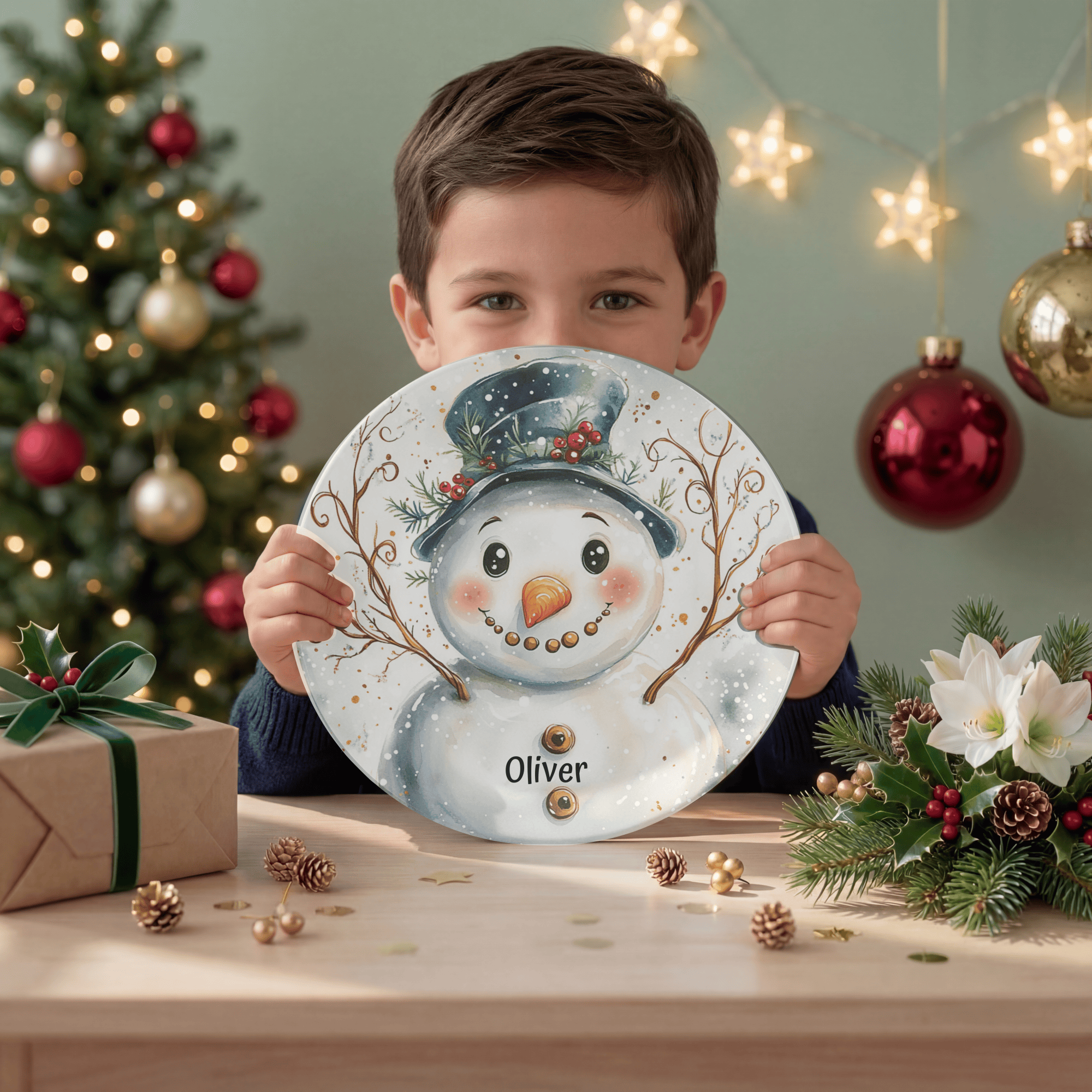 Personalized Snowman Holiday Plate by Lil Plate Shop