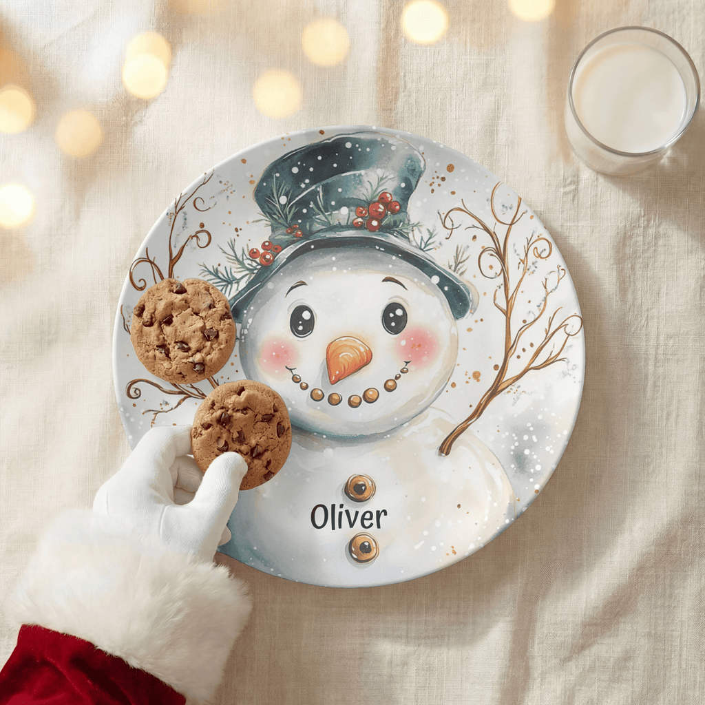 Personalized Snowman Holiday Plate by Lil Plate Shop