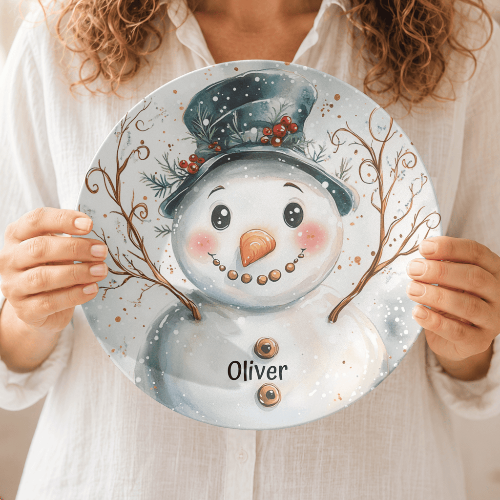 Personalized Snowman Holiday Plate by Lil Plate Shop