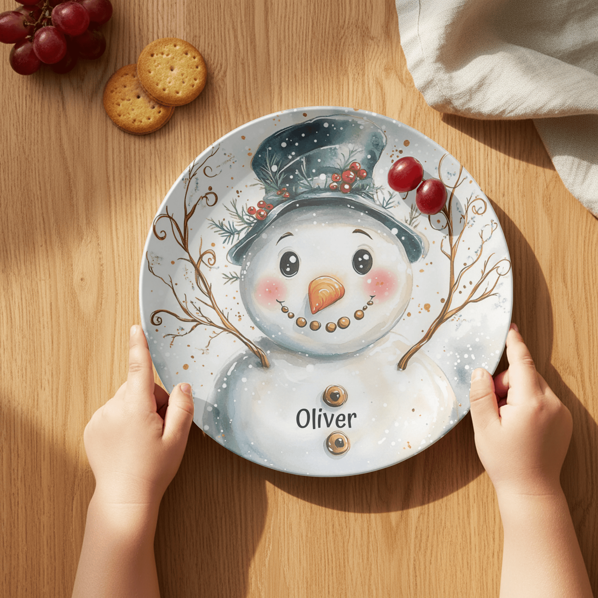 Personalized Snowman Holiday Plate by Lil Plate Shop