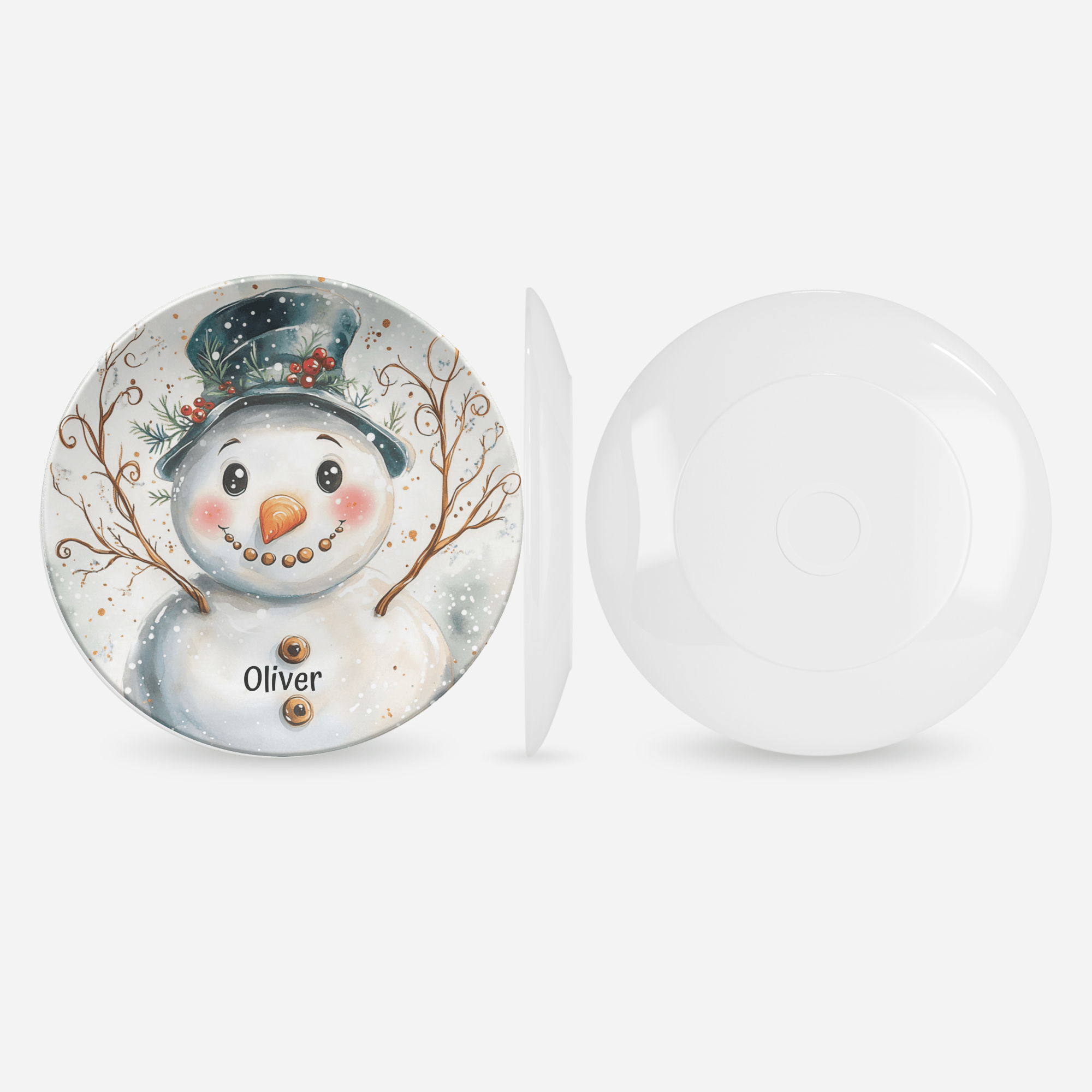 Personalized Snowman Holiday Plate by Lil Plate Shop