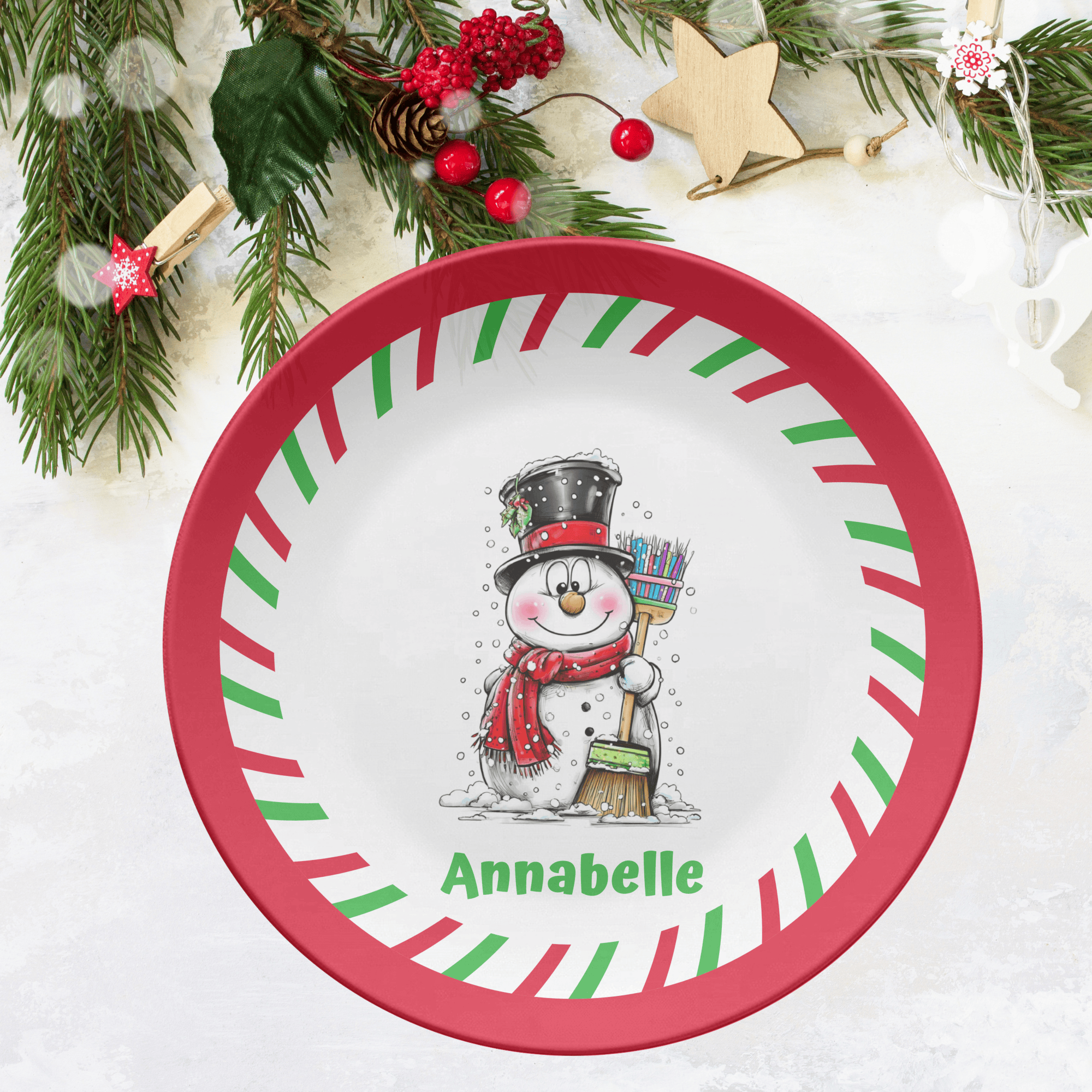 Personalized Snowman Plate by Lil Plate Shop