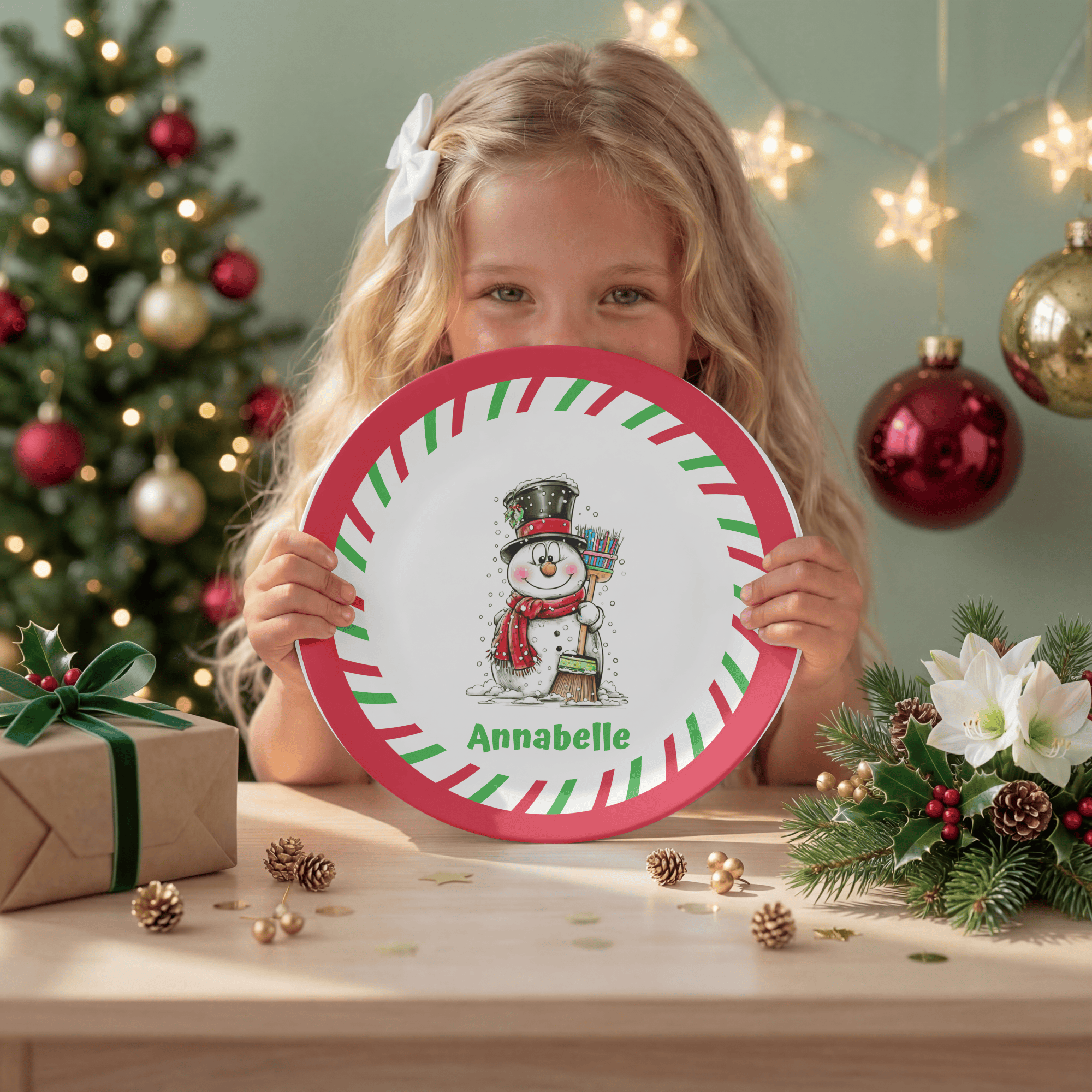 Personalized Snowman Plate by Lil Plate Shop