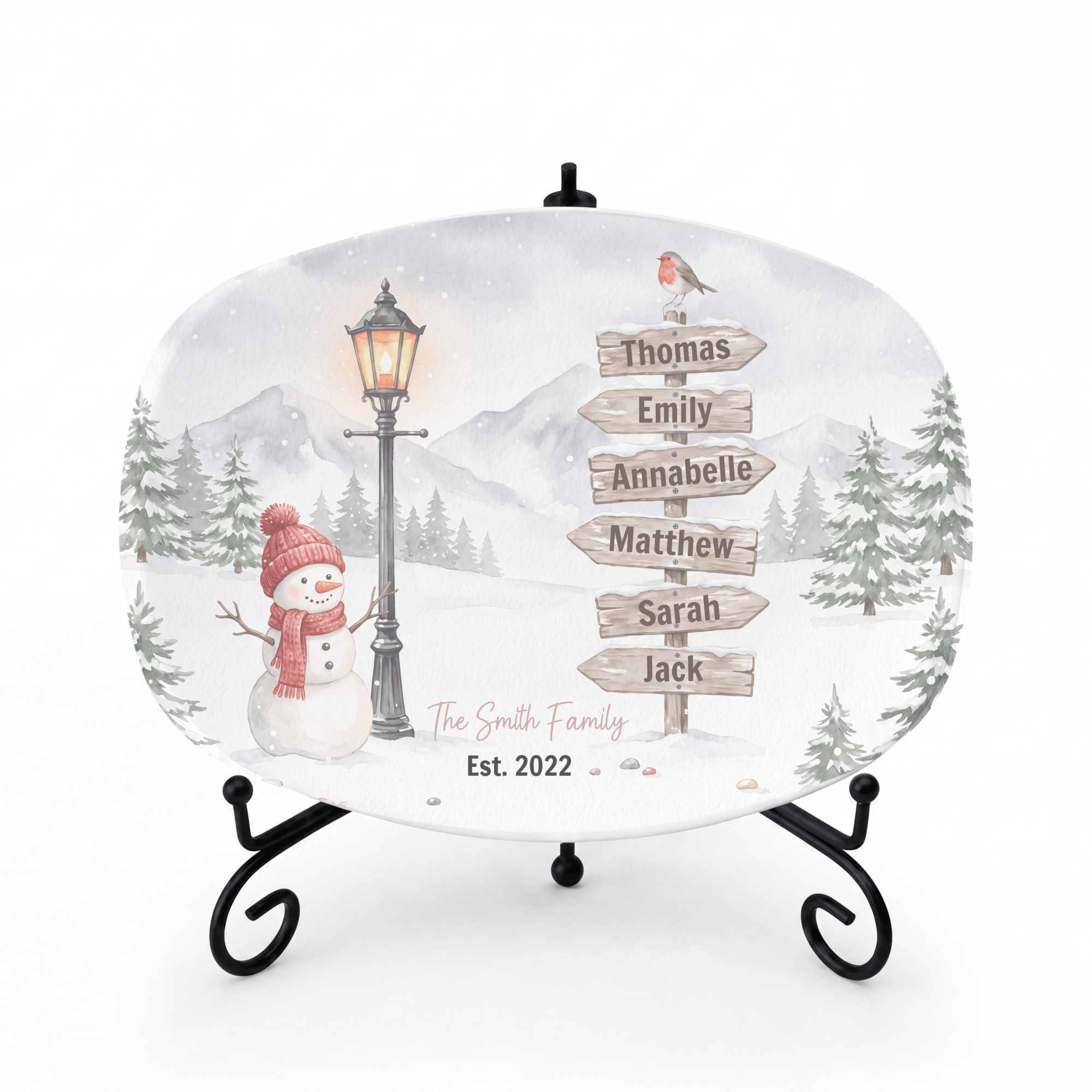 Personalized Snowy Christmas Family Platter by Lil Plate Shop