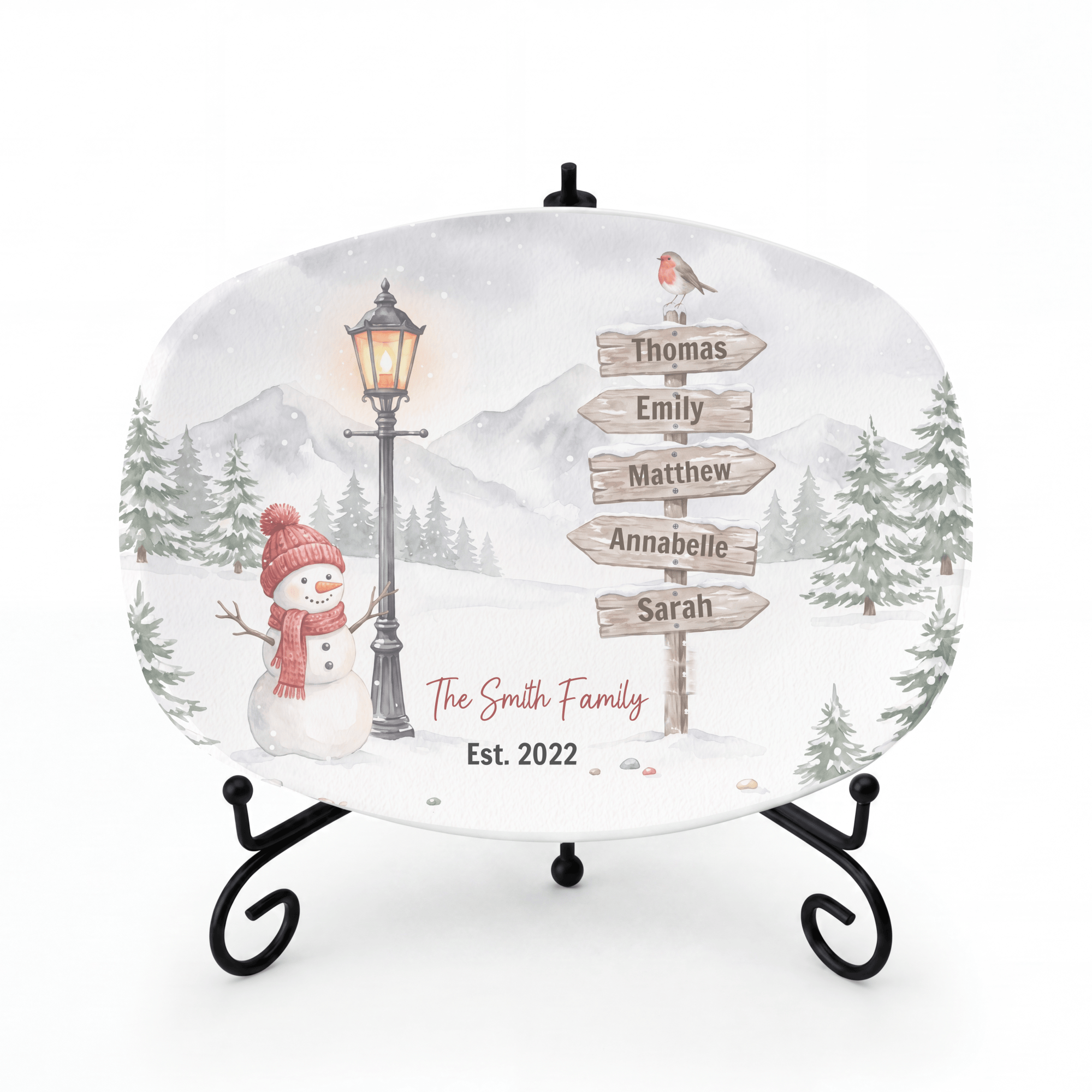 Personalized Snowy Christmas Family Platter by Lil Plate Shop