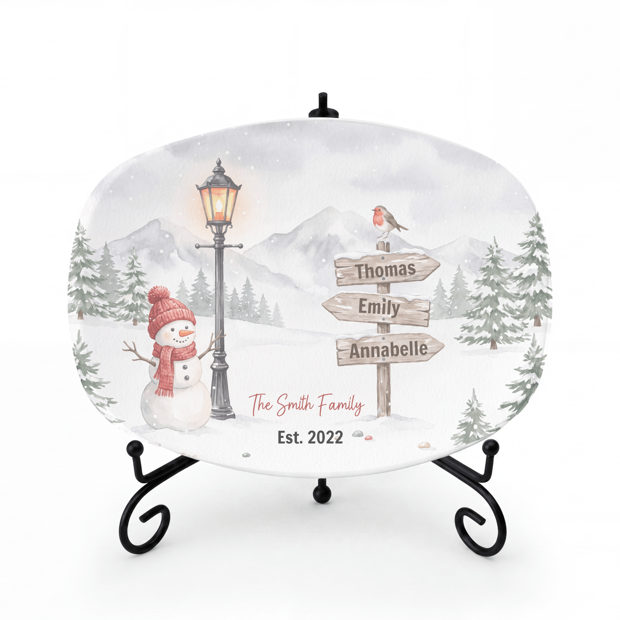 Personalized Snowy Christmas Family Platter by Lil Plate Shop