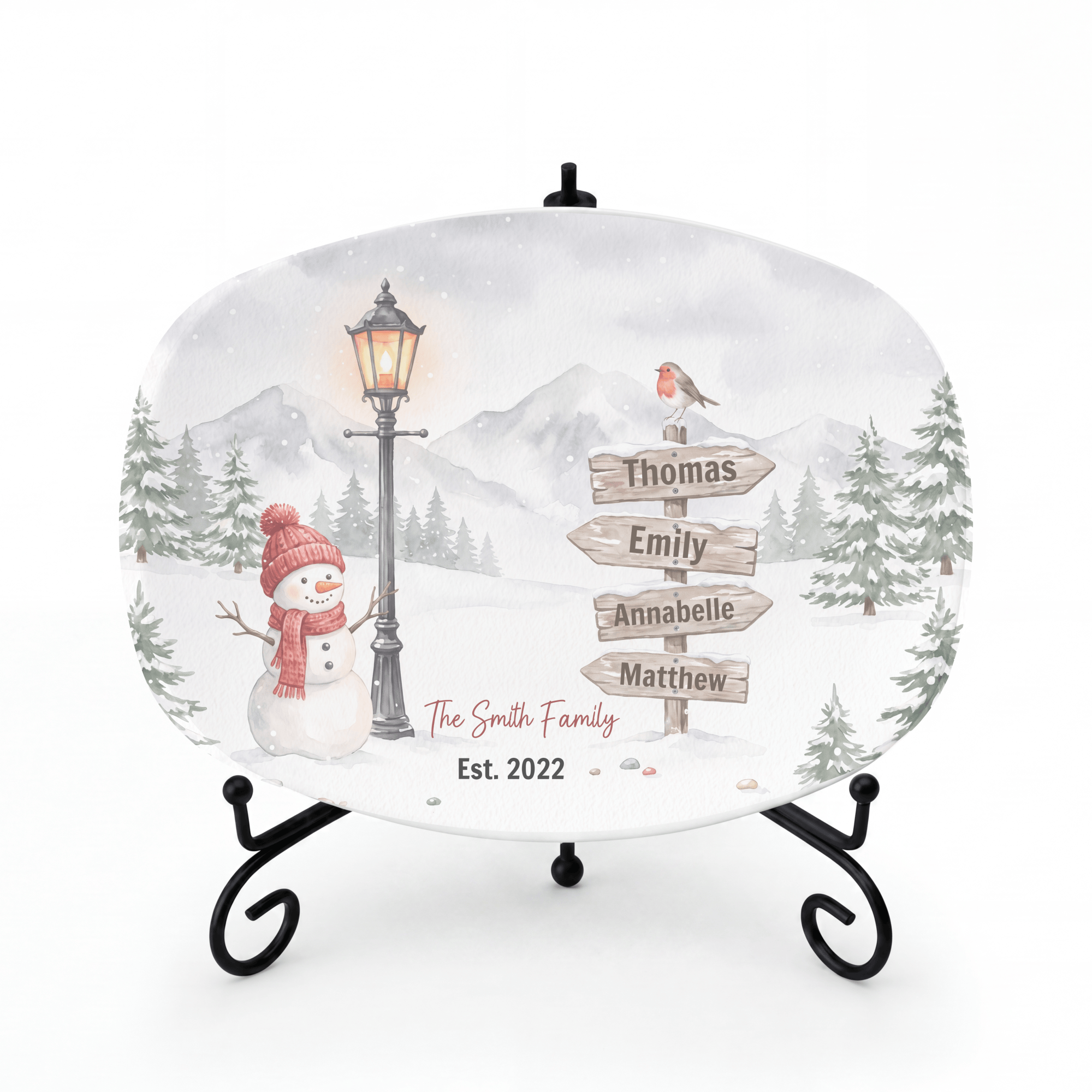 Personalized Snowy Christmas Family Platter by Lil Plate Shop
