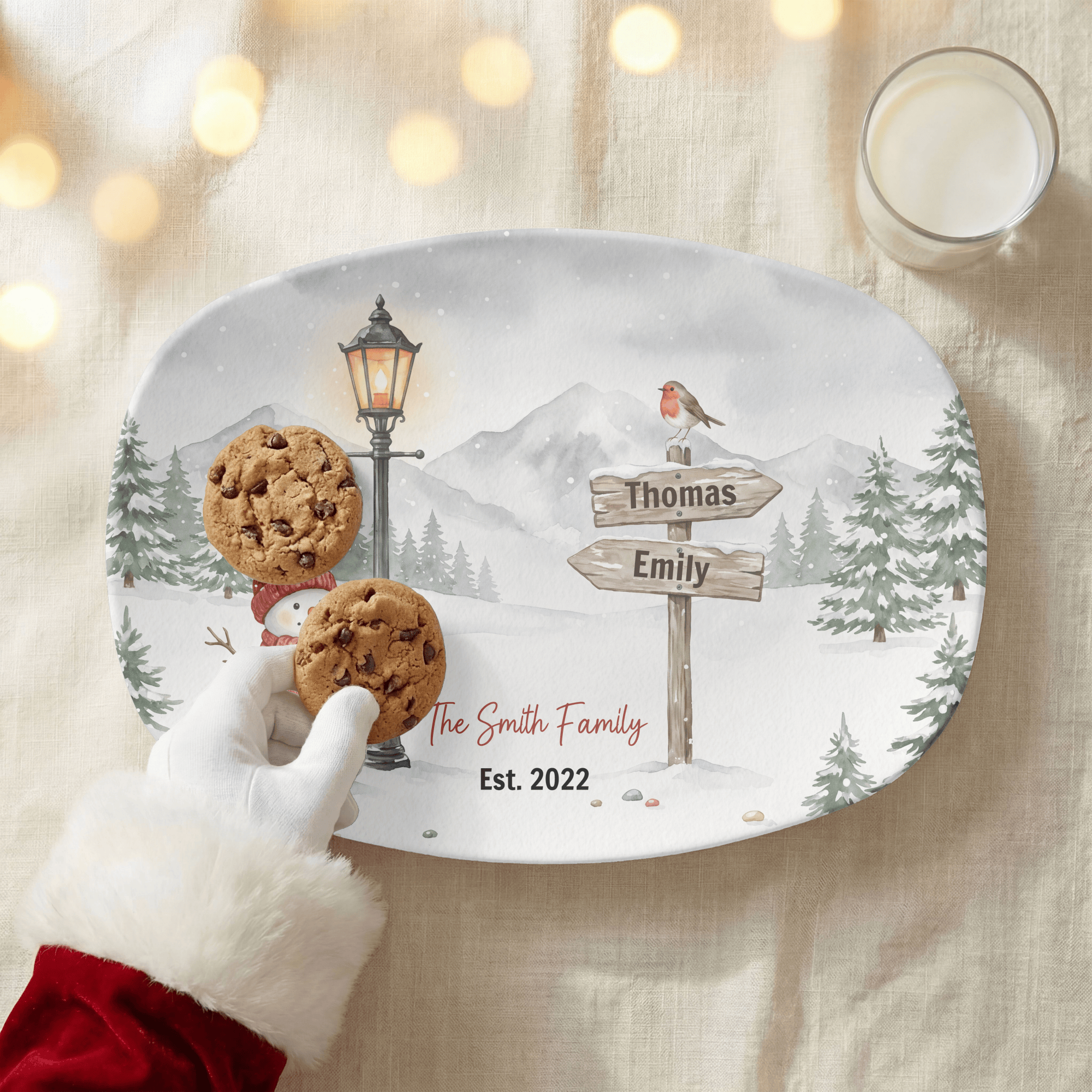 Personalized Snowy Christmas Family Platter by Lil Plate Shop