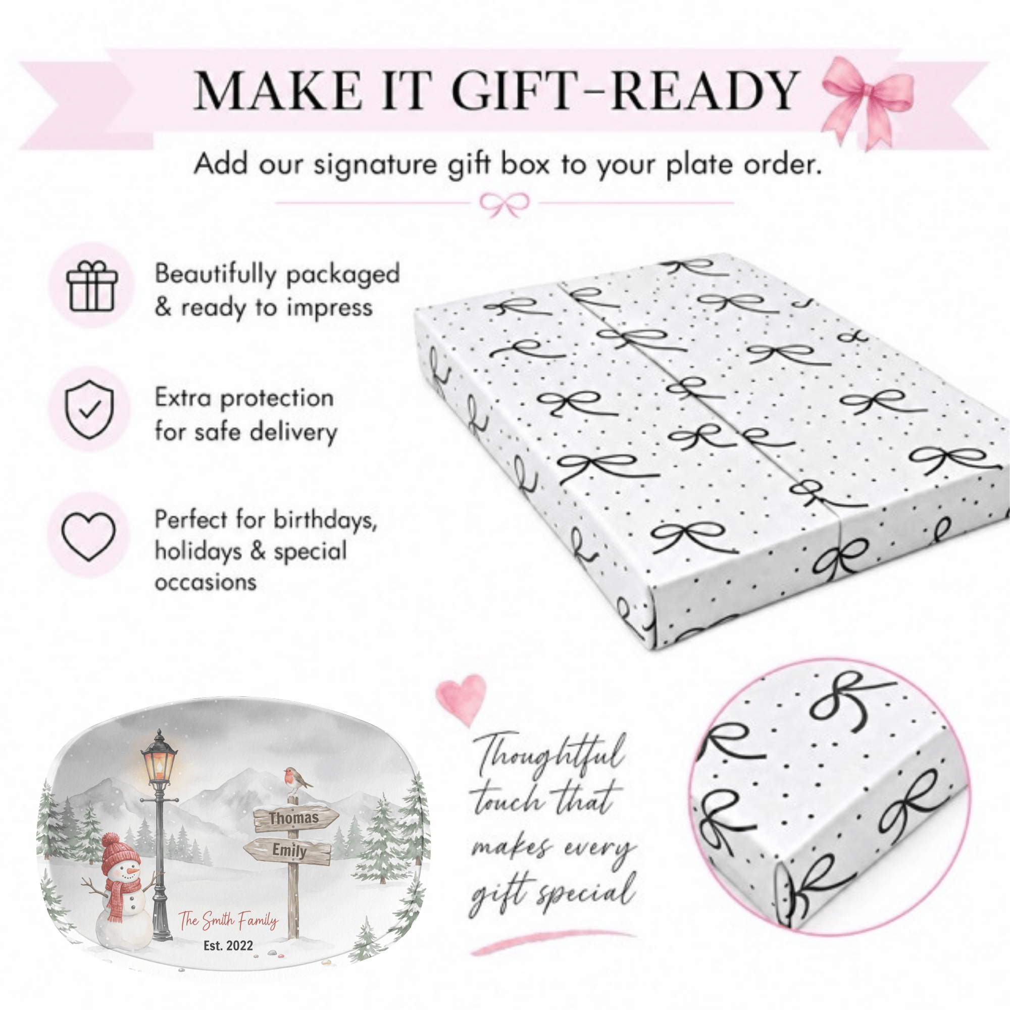 Personalized Snowy Christmas Family Platter by Lil Plate Shop