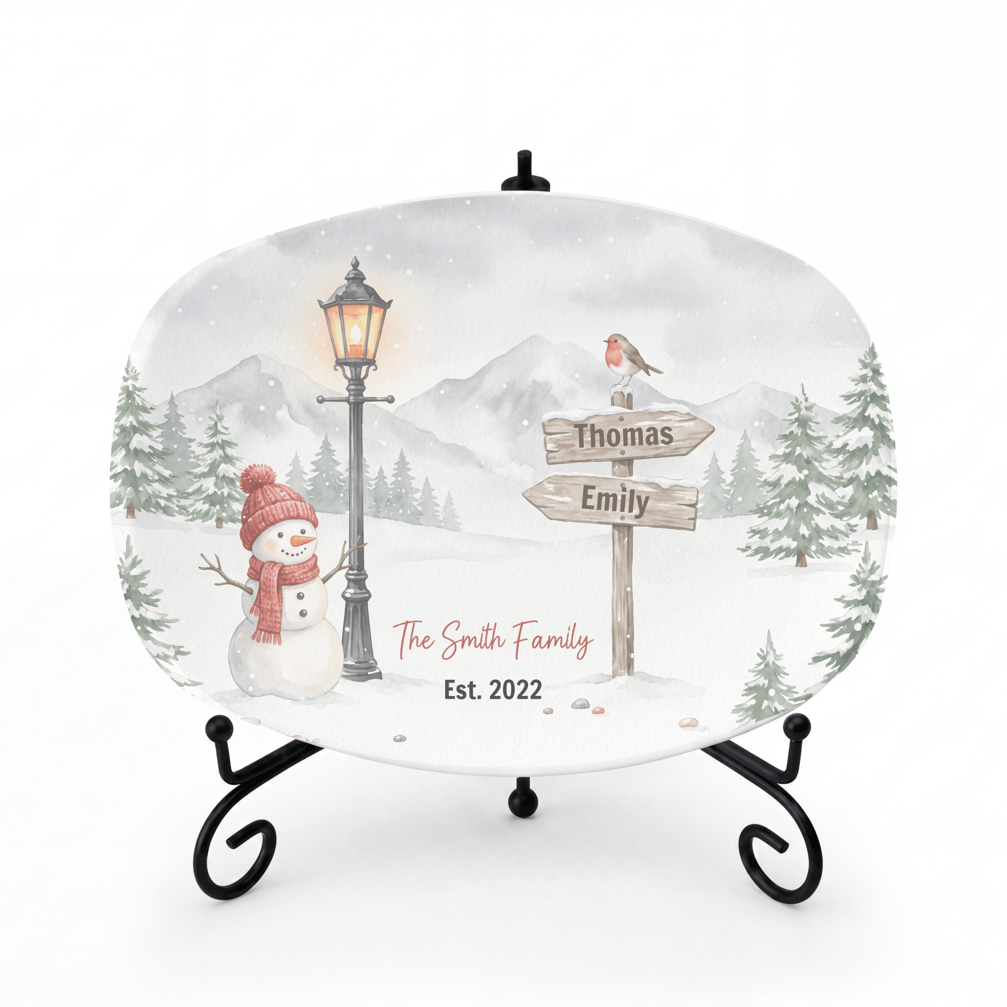 Personalized Snowy Christmas Family Platter by Lil Plate Shop