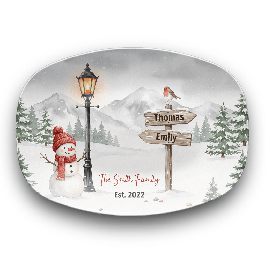 Personalized Snowy Christmas Family Platter Platter / 2 Names by Lil Plate Shop